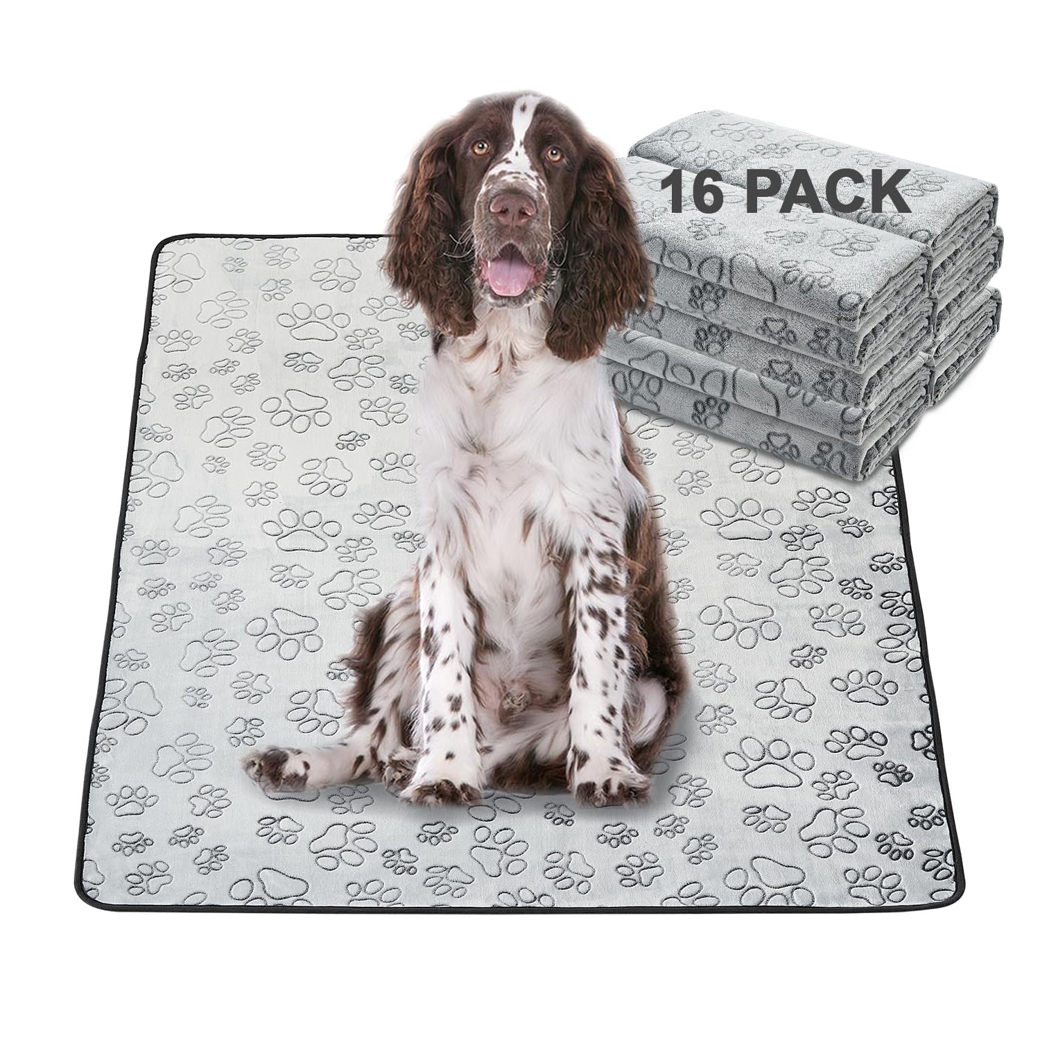 Qeils Reusable Puppy Pads, 16 Pack Washable Pee Pads For Dogs, Non Slip Wee Wee Pad, Absorbent And Leakproof Training Mats For Potty, Crate, Playpen, Bed, Sofa, 48'X 30'
