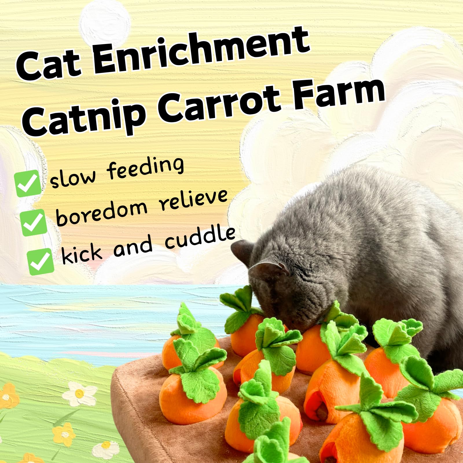 Cece Paw Carrot Catnip Toys, Interactive Feather Cat Toys For Indoor Cats, Cat Puzzle Toys For Boredom And Mental Stimulation, 1