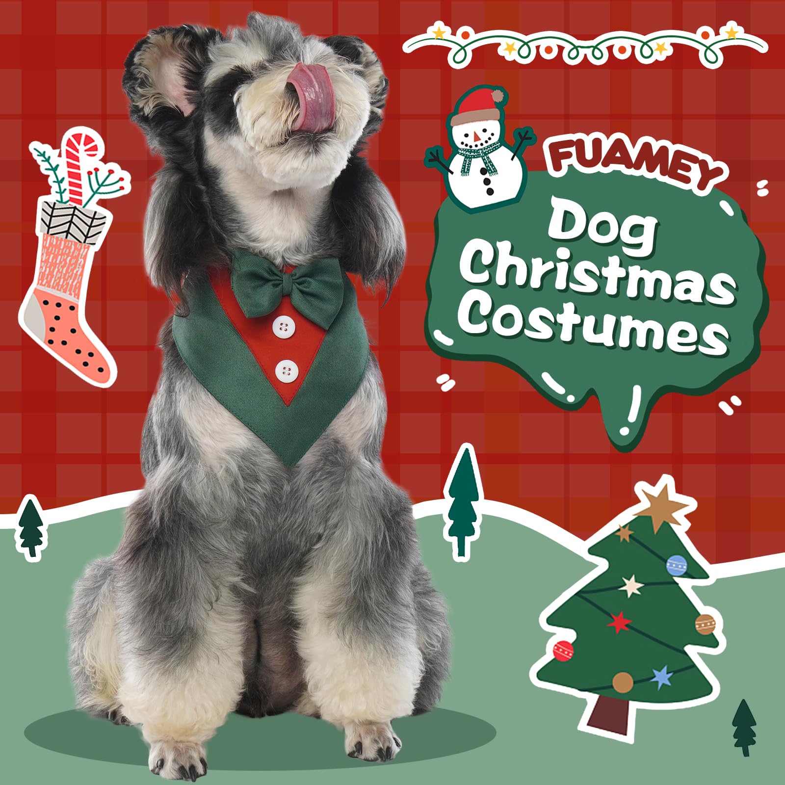 FUAMEY Dog Tuxedo Costume with Bow Tie Collar, Adjustable for Small to Large Pets, Ideal for Dog Wedding, Birthday Parties, Vale
