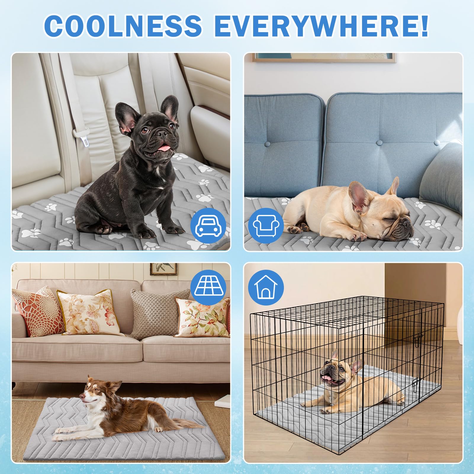 Scenereal Dog Cooling Mat For Crate, Thicken Self-Cooling Dog Pad Reversible (Cool & Warm), 36'X23' Pet Cool Bed For M Large X