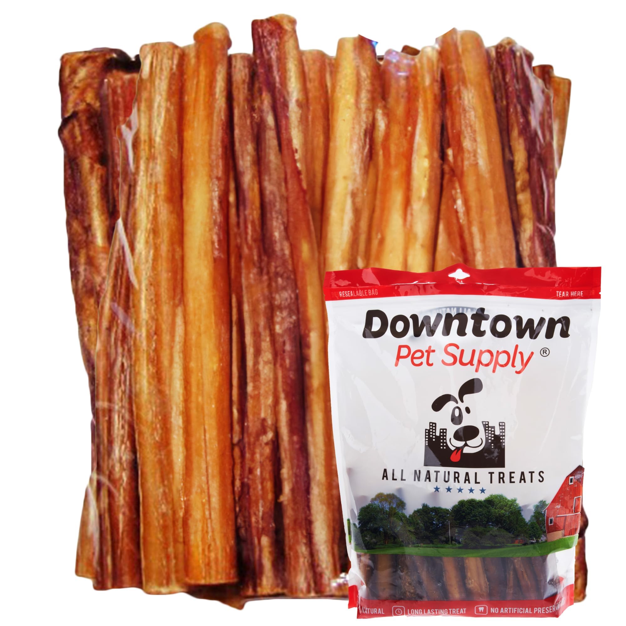 Downtown Pet Supply 12inch Bully Sticks for Large Dogs, Pack of 20  Single Ingredient, Rawhide Free Dog Chews for Aggressive C