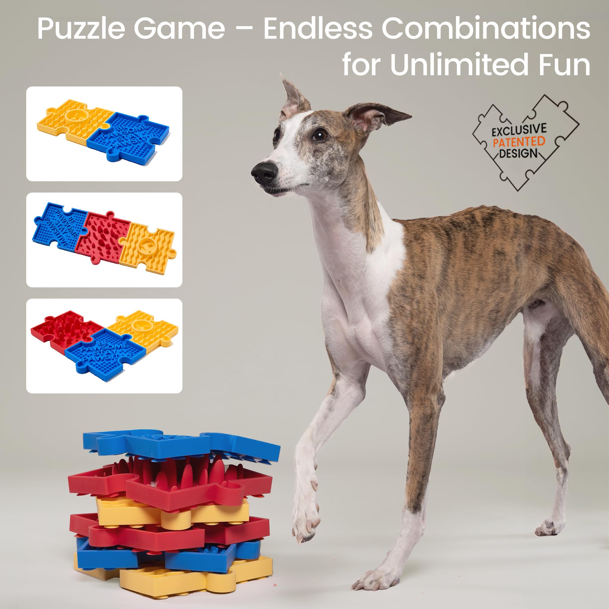 HowGo Puzzle Slow Feeder Lick Mat for Dogs, 38+ Suction Cups | Non-Slip Heavy Duty Maze Enrichment Bowl BPA-Free Silicone | Redu