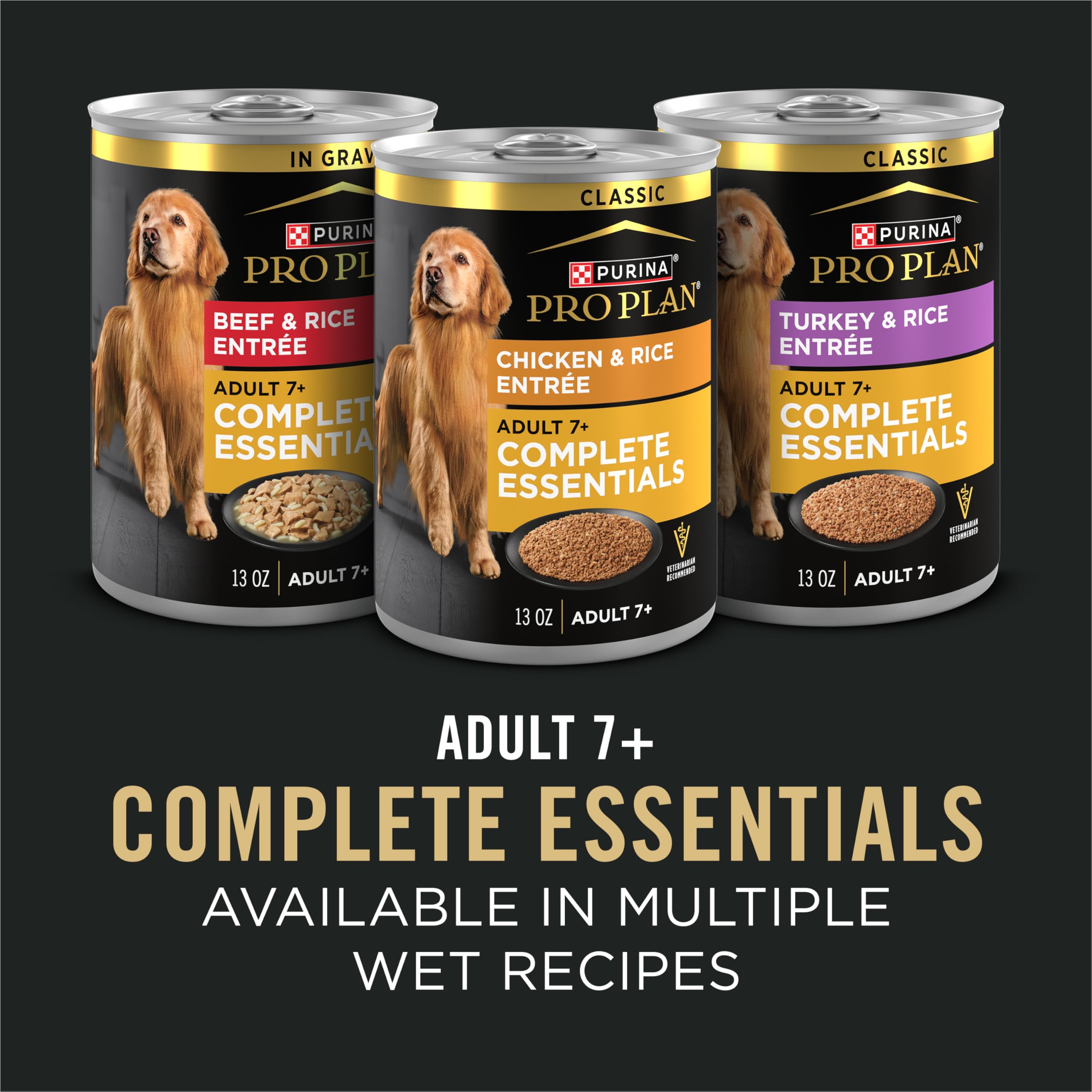 Purina Pro Plan High Protein Senior Wet Dog Food, Beef and Rice Entree - (Pack of 12) 13 Oz. Cans