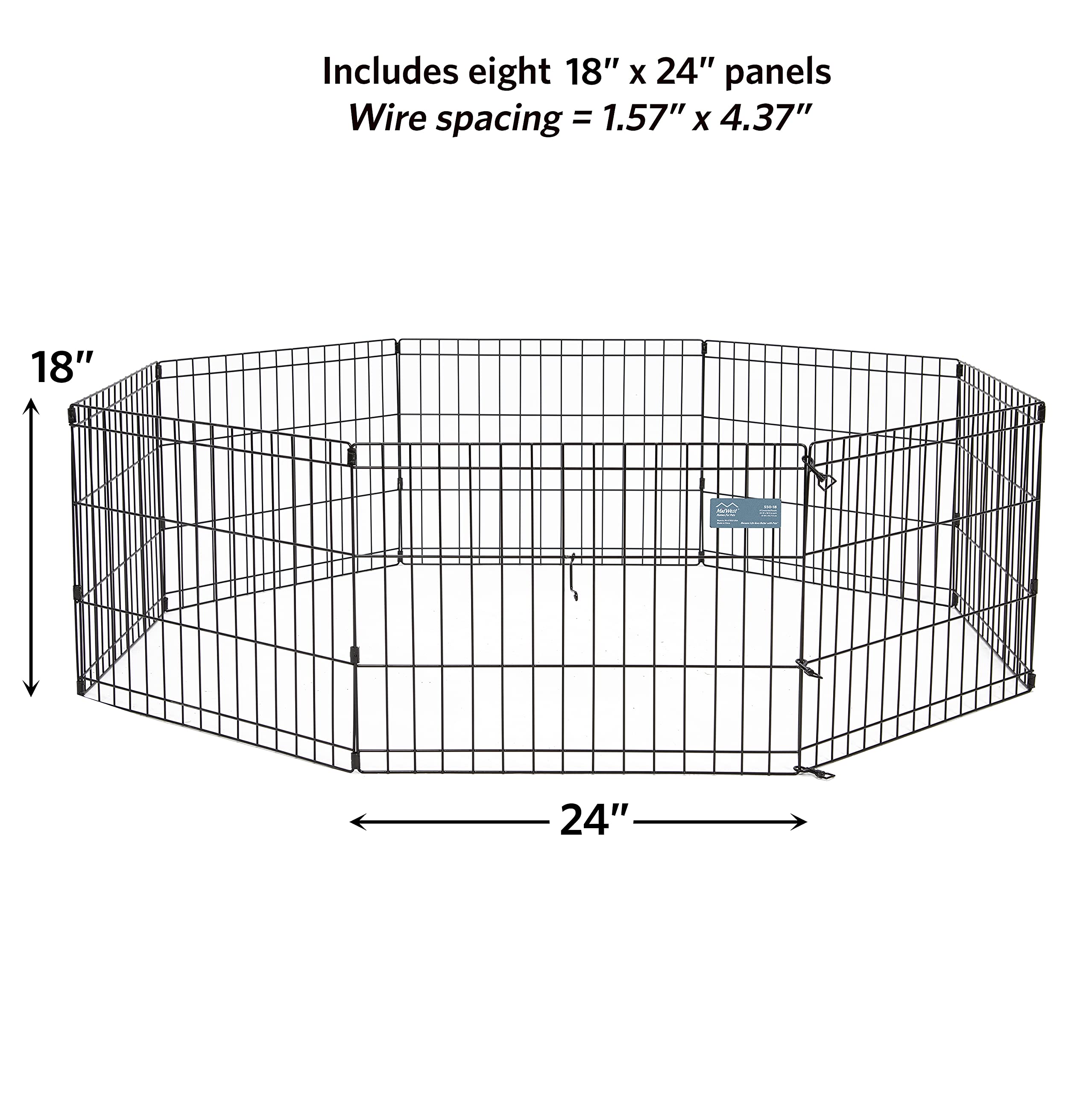 Midwest Homes For Pets Dog Exercise Pen & Playpen, 24'W X 18'H, No Door, Black