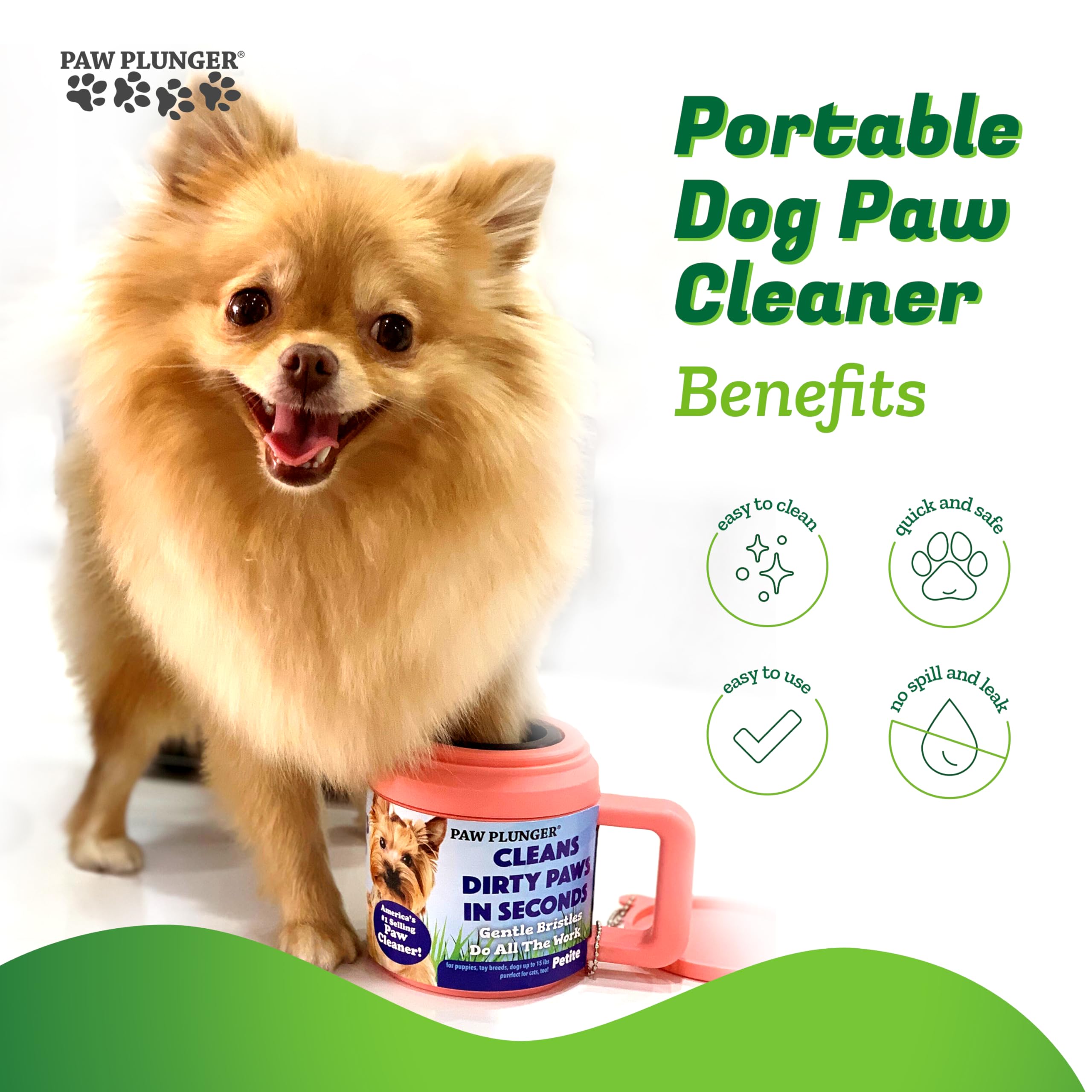 Paw Plunger – Dog Paw Cleaner - Puppy Essentials - Portable Dirty Paw Washer - Ideal For Small Dogs - Pink