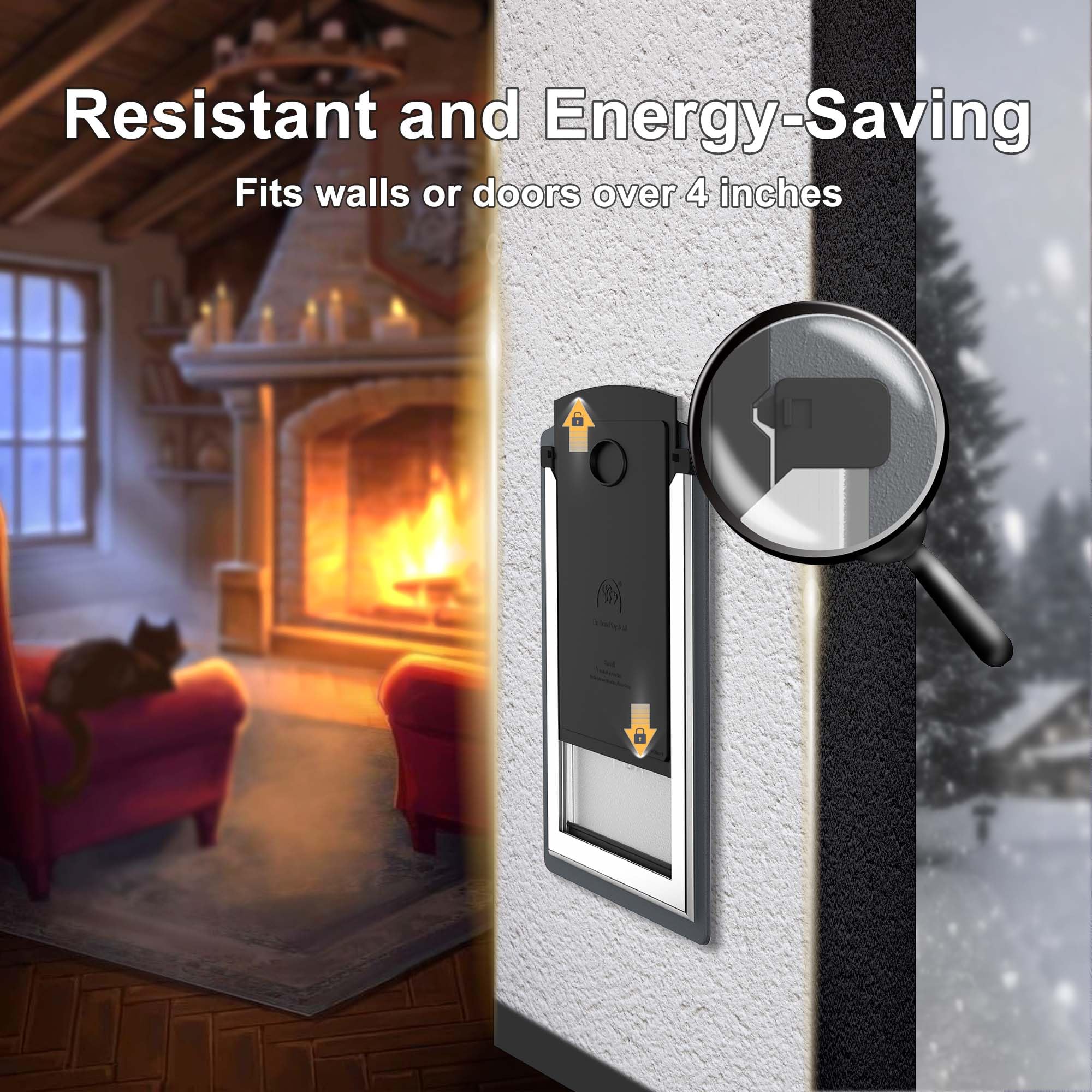 FreeStanding Dog Door - Steel Frame with Telescoping Tunnel, Double Magnetic Flaps, Medium, Smoky Gray, Model FRMS100-2S-2S