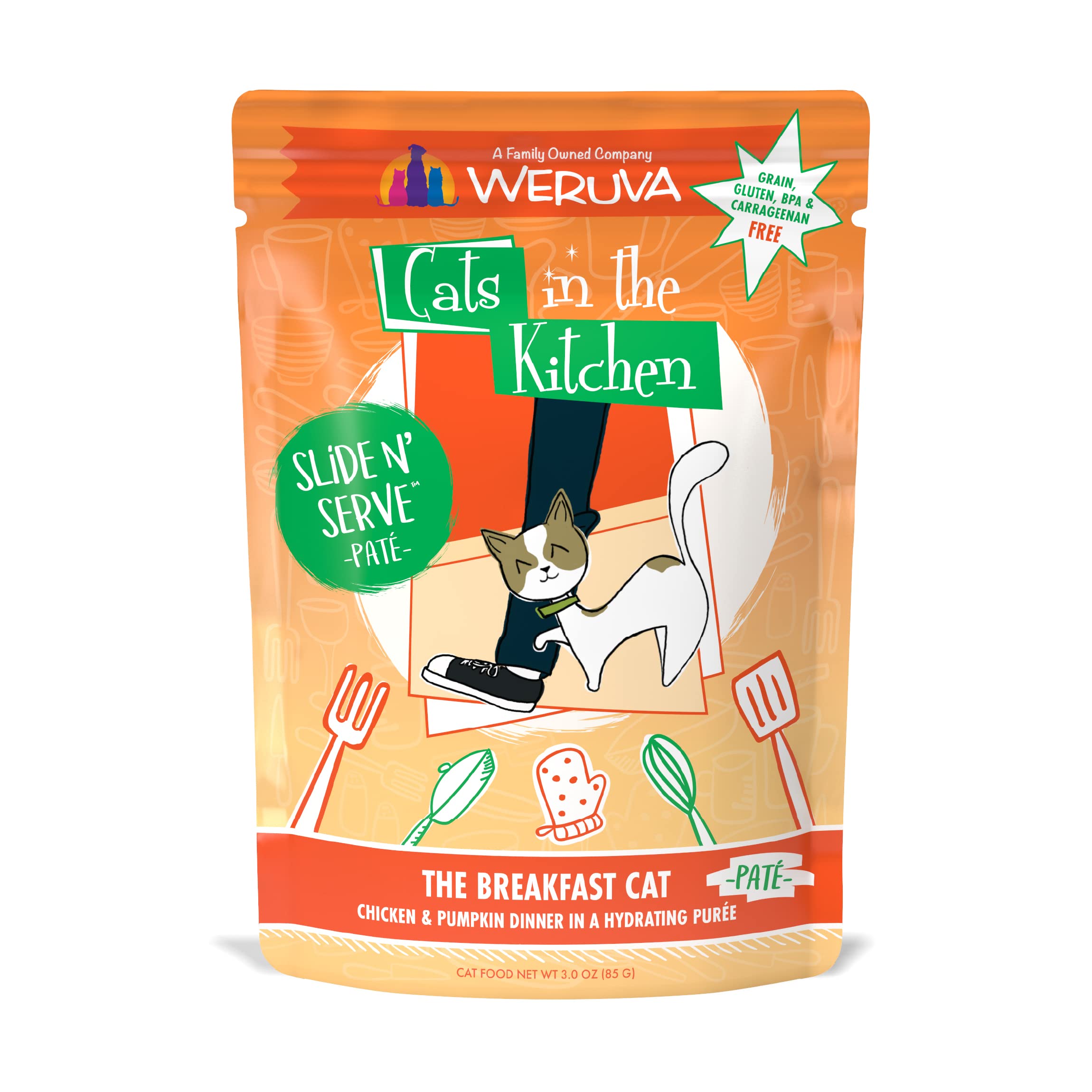 Weruva Cats in The Kitchen Pat  , The Breakfast Cat with Chicken & Pumpkin, 3oz Pouch (Pack of 12)