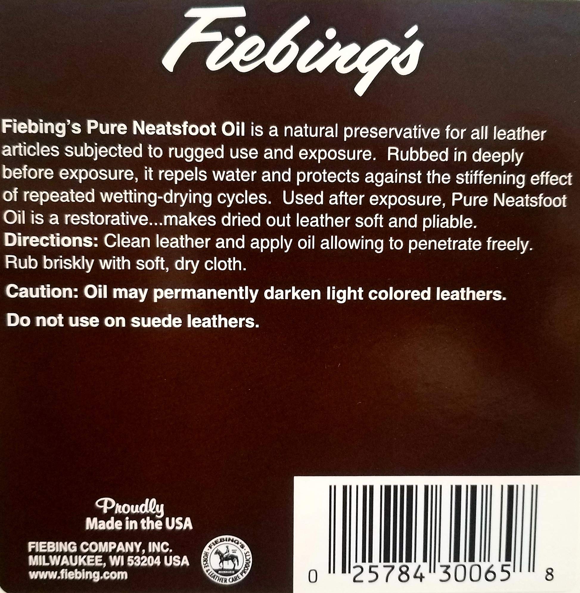 Fiebings - 100% Pure Neatsfoot Oil , Natural Preservative , Various Sizes, 1 Gallon