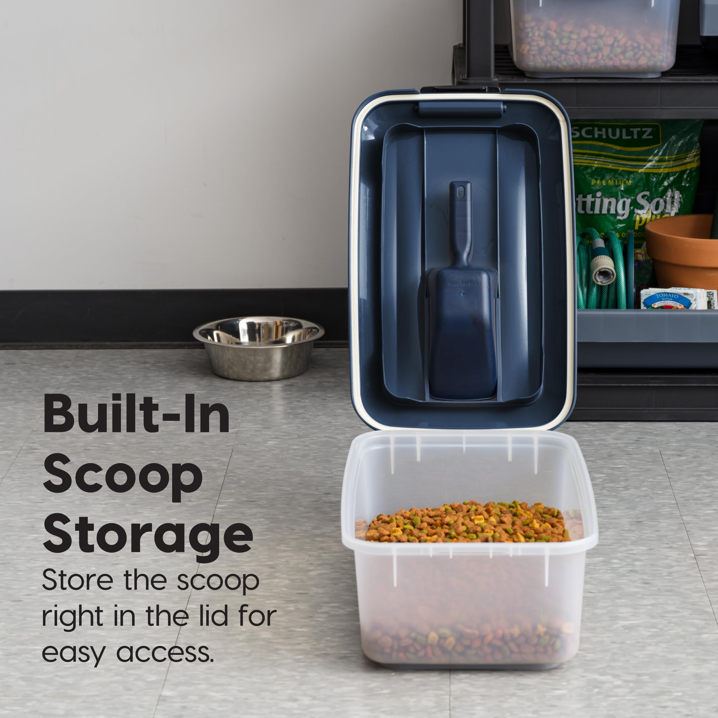IRIS USA WeatherPro Airtight Pet Food Storage Container, Up to 14 lbs, Dog Cat Bird and Other Pet Food Storage Bin Keep Pests Ou