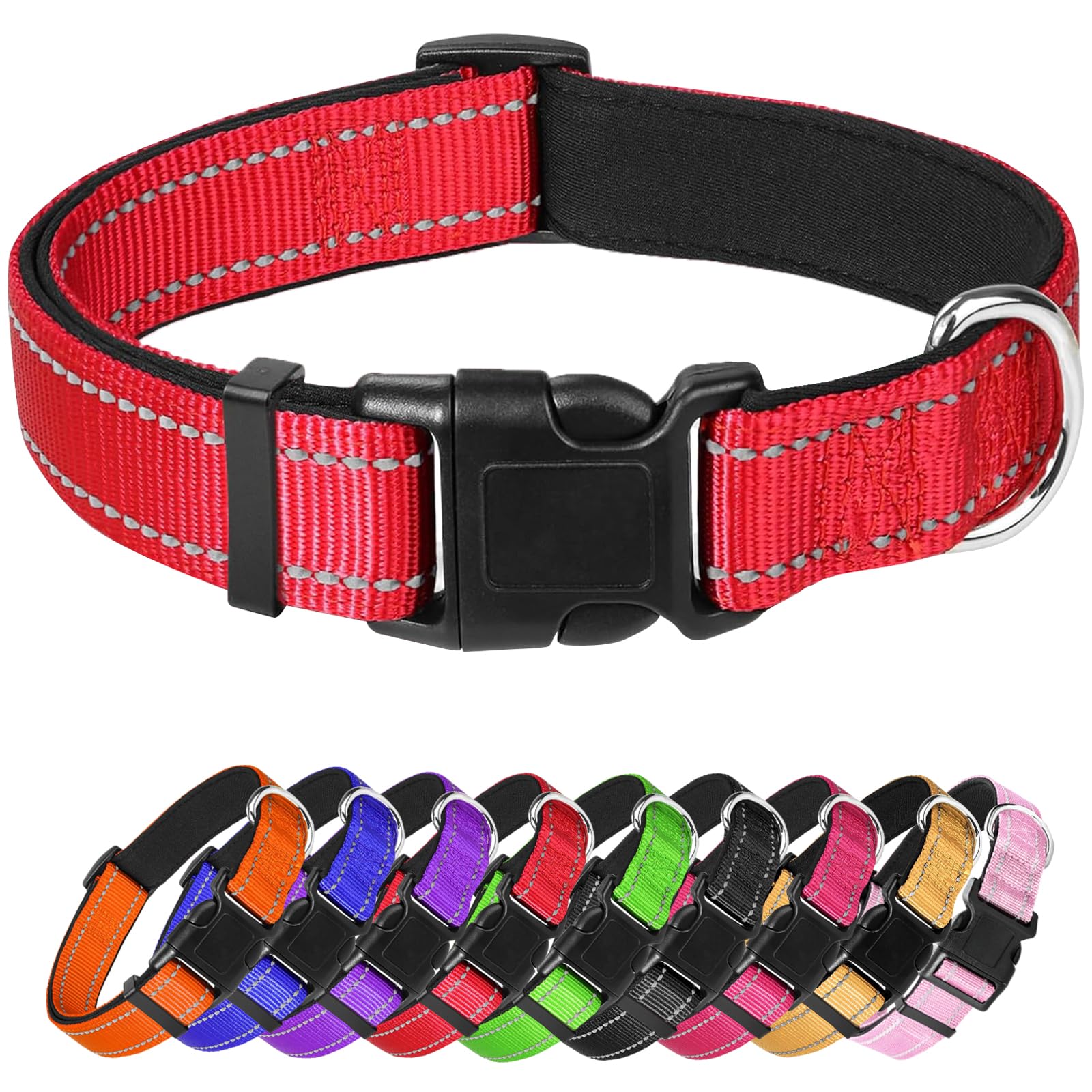 Xs Dog Collar, Reflective Pet Collar With Buckle Adjustable Safety Nylon Collars For Small Medium Large Dogs, Red
