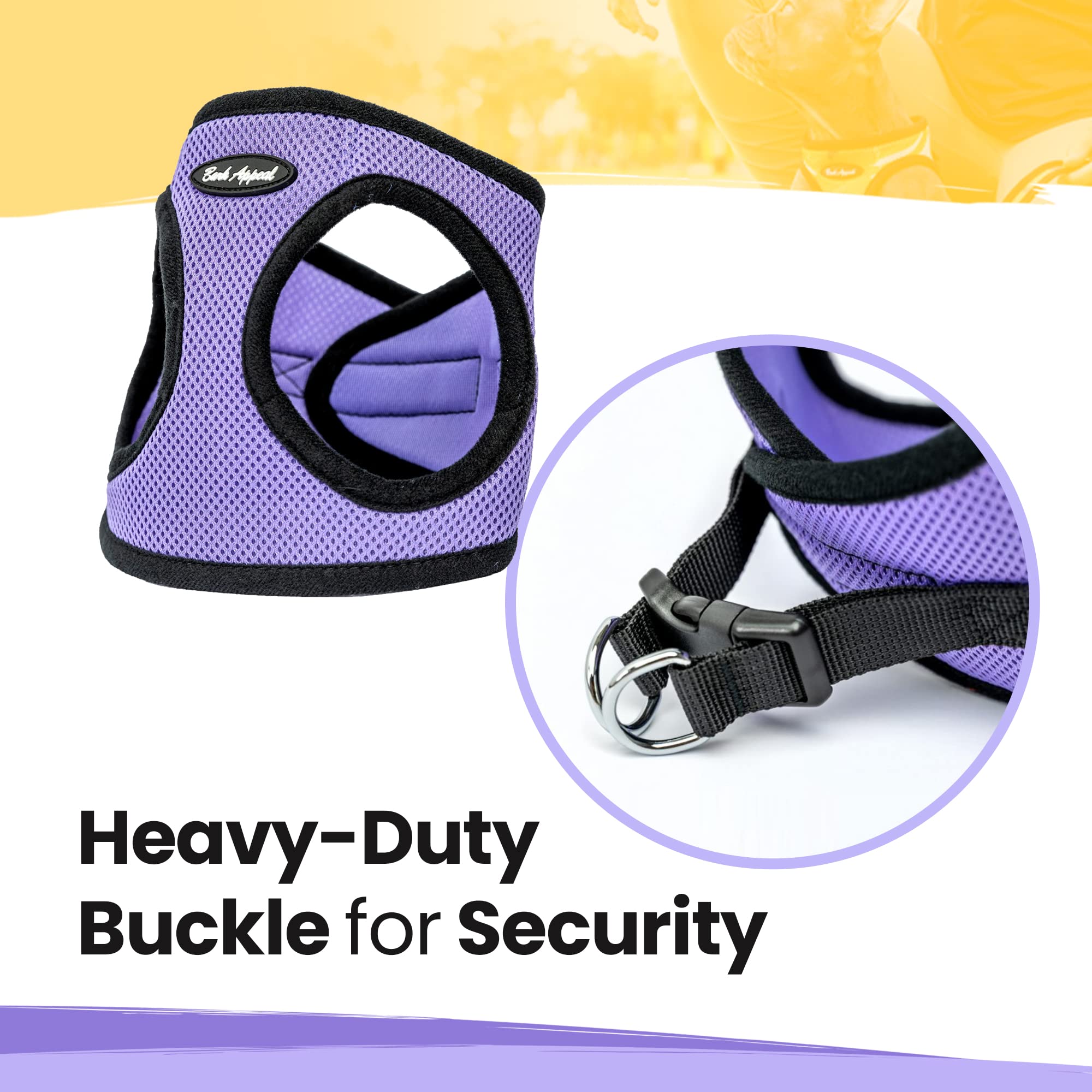 Bark Appeal Step-In Dog Harness, Mesh Step In Dog Vest Harness For Small & Medium Dogs, Non-Choking With Adjustable Heavy-Duty Buckle For Safe, Secure Fit - (Medium, Lavender)