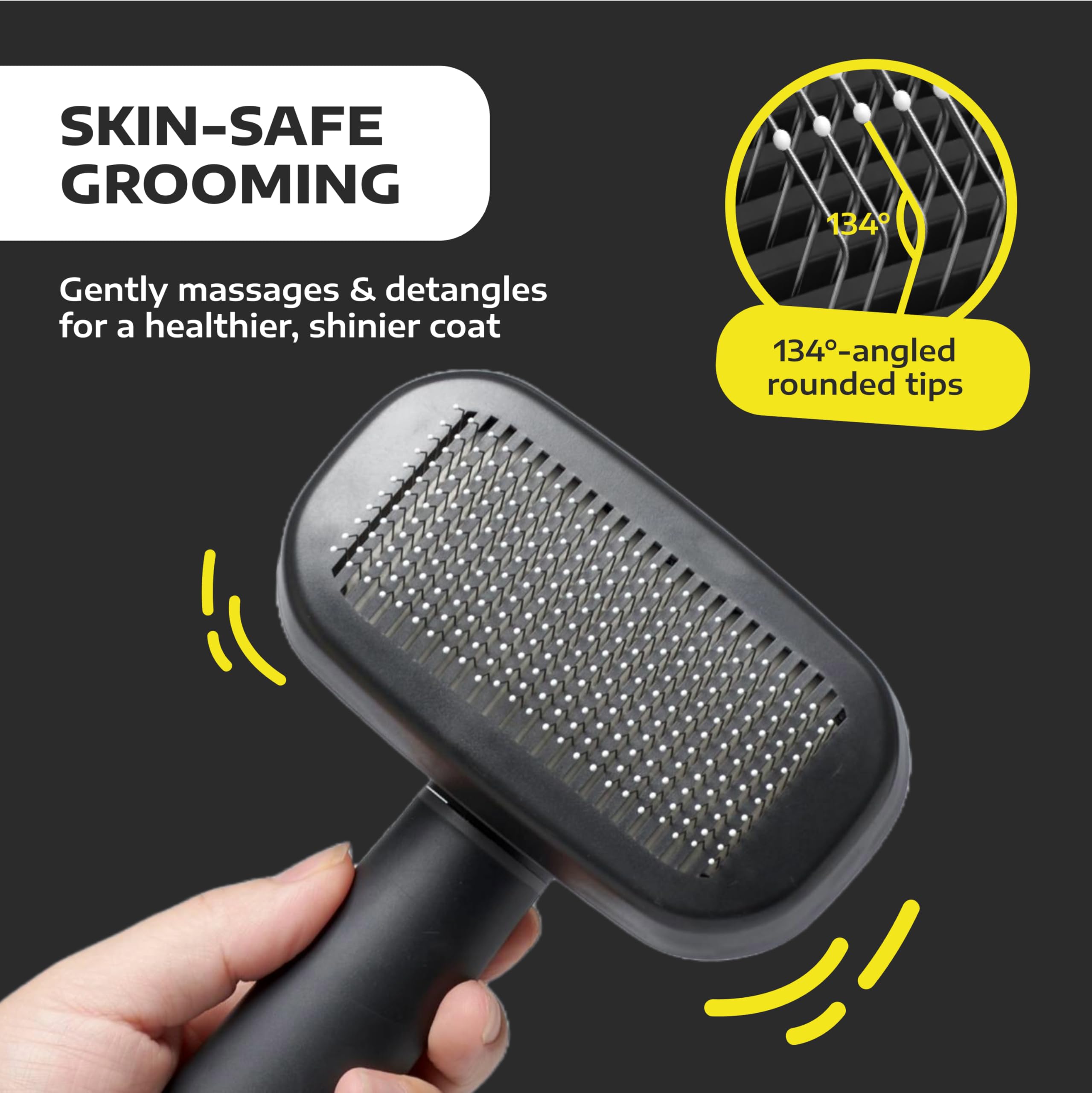Hertzko Self Cleaning Slicker Brush for Cats & Dogs - Grooming Tool for Shedding Long & Short Hair - Retractable Bristles - Easy