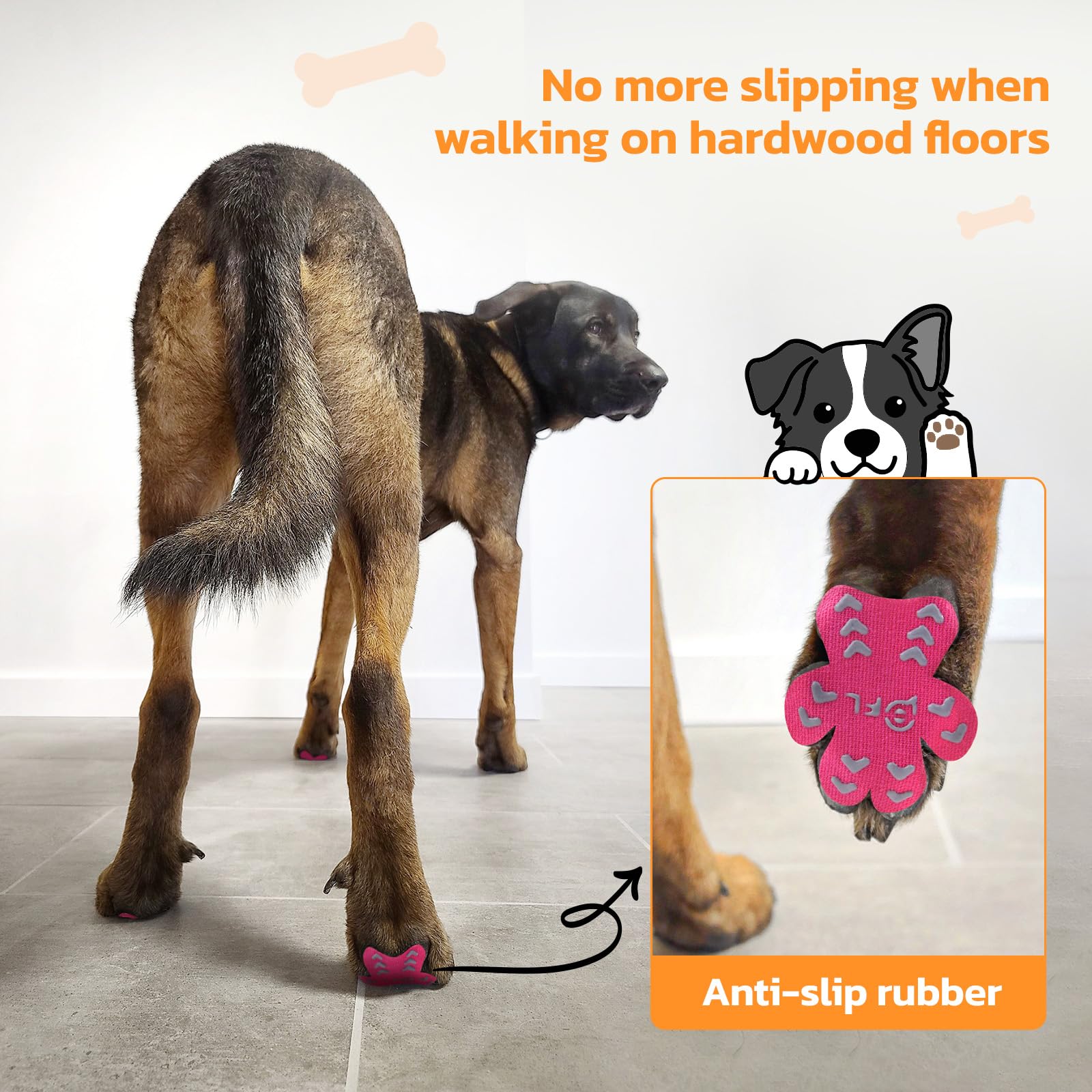 Anti-Slip Paw Protector Pads For Senior Dogs - Pink Stickers With Strong Traction On Hardwood Floor - M (11-20Lbs) Dog Essential