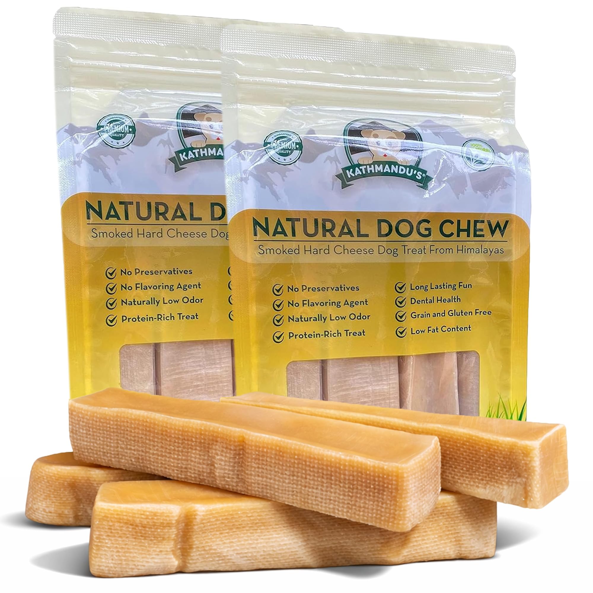 Authentic Himalayan Yak Cheese for Dogs - Large/XLarge - 4 Chews / 2-Pack - Sourced from Pristine Himalayan Foothill, Rawhide-Fr
