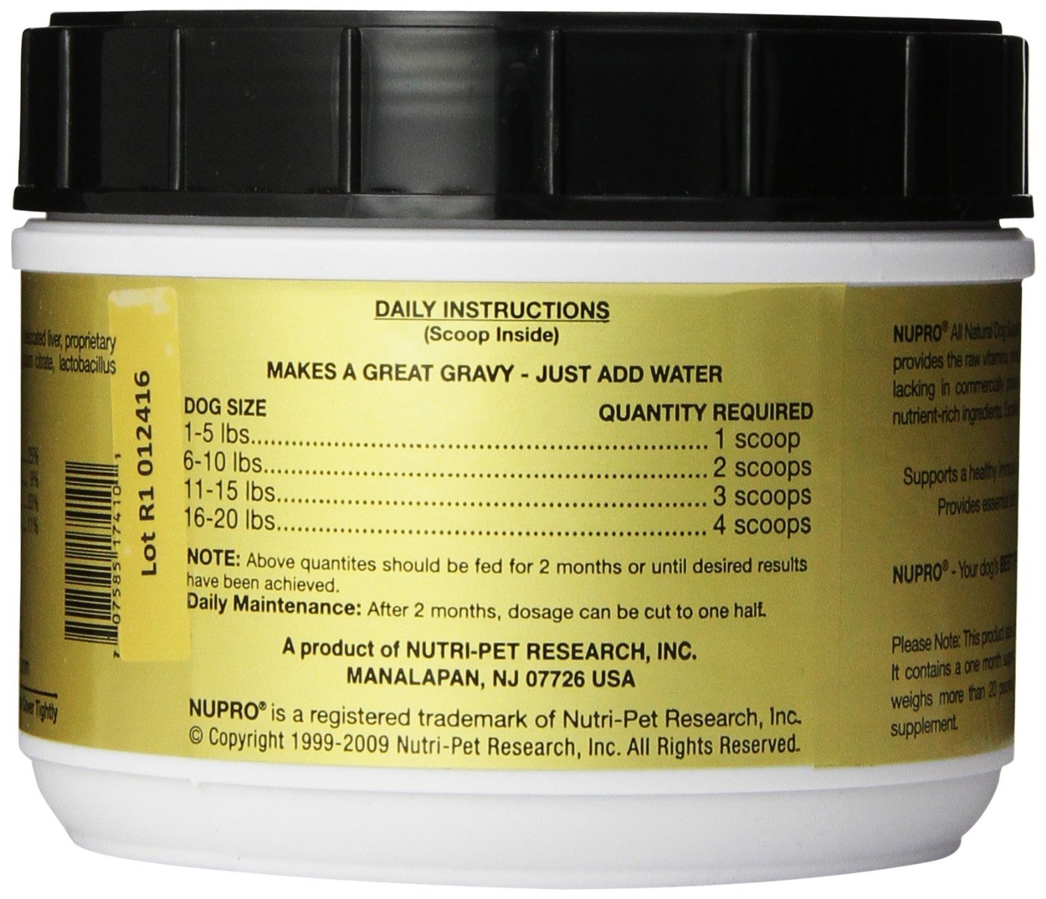 Nutri-Pet Research Nupro Dog Supplement, Small Breed, 1-Pound