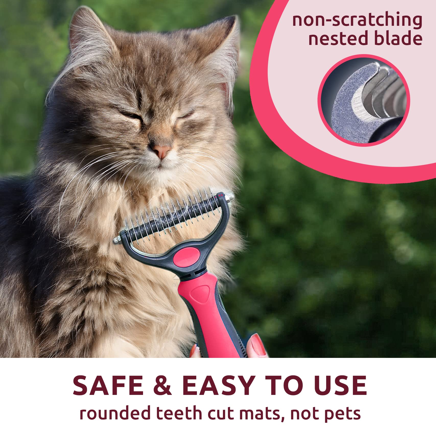 Pat Your Pet Deshedding Brush - Double-Sided Undercoat Rake For Dogs & Cats - Shedding Comb And Dematting Tool For Grooming, Extra Wide