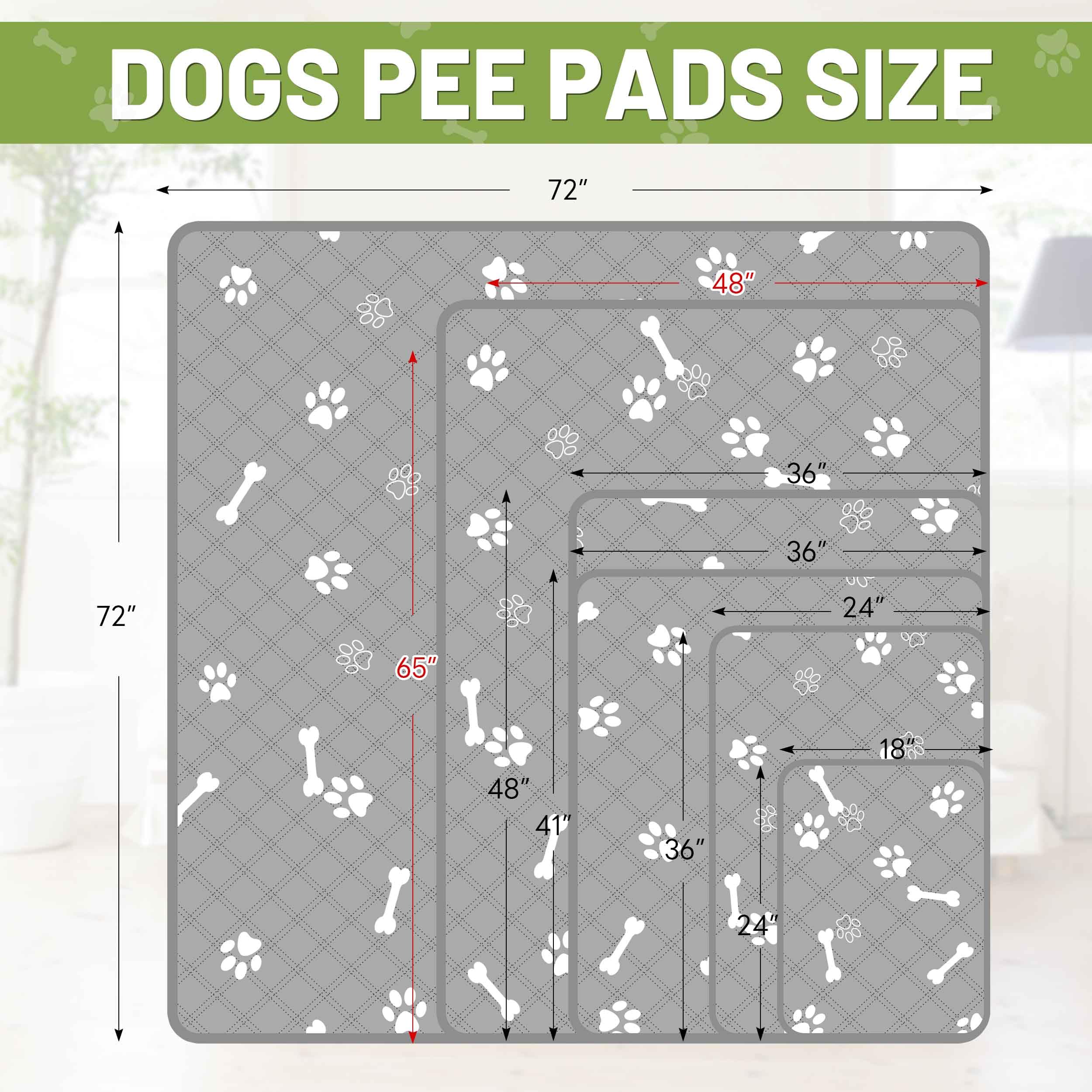 Patiencet Washable Pee Pads For Dogs, 48'' X 65'' Reusable Puppy Pads With Super Absorbent For Pet Training, Housebreaking And I