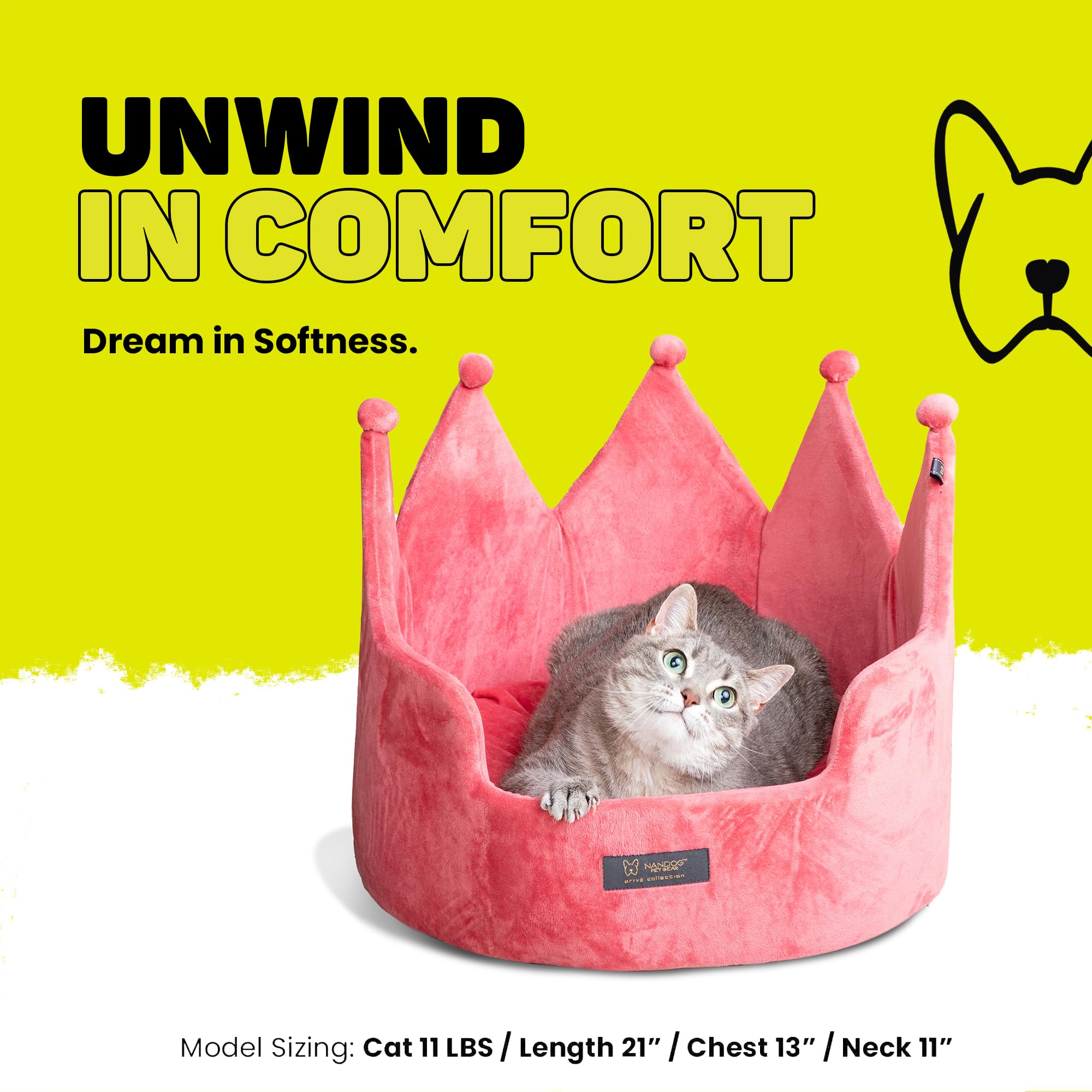 Nandog Pet Gear Crown Cozy Round Dog And Cat Bed Collection Washable Indoor Pet Bed For Small Breeds -Soft Bed Fits In Crate Or