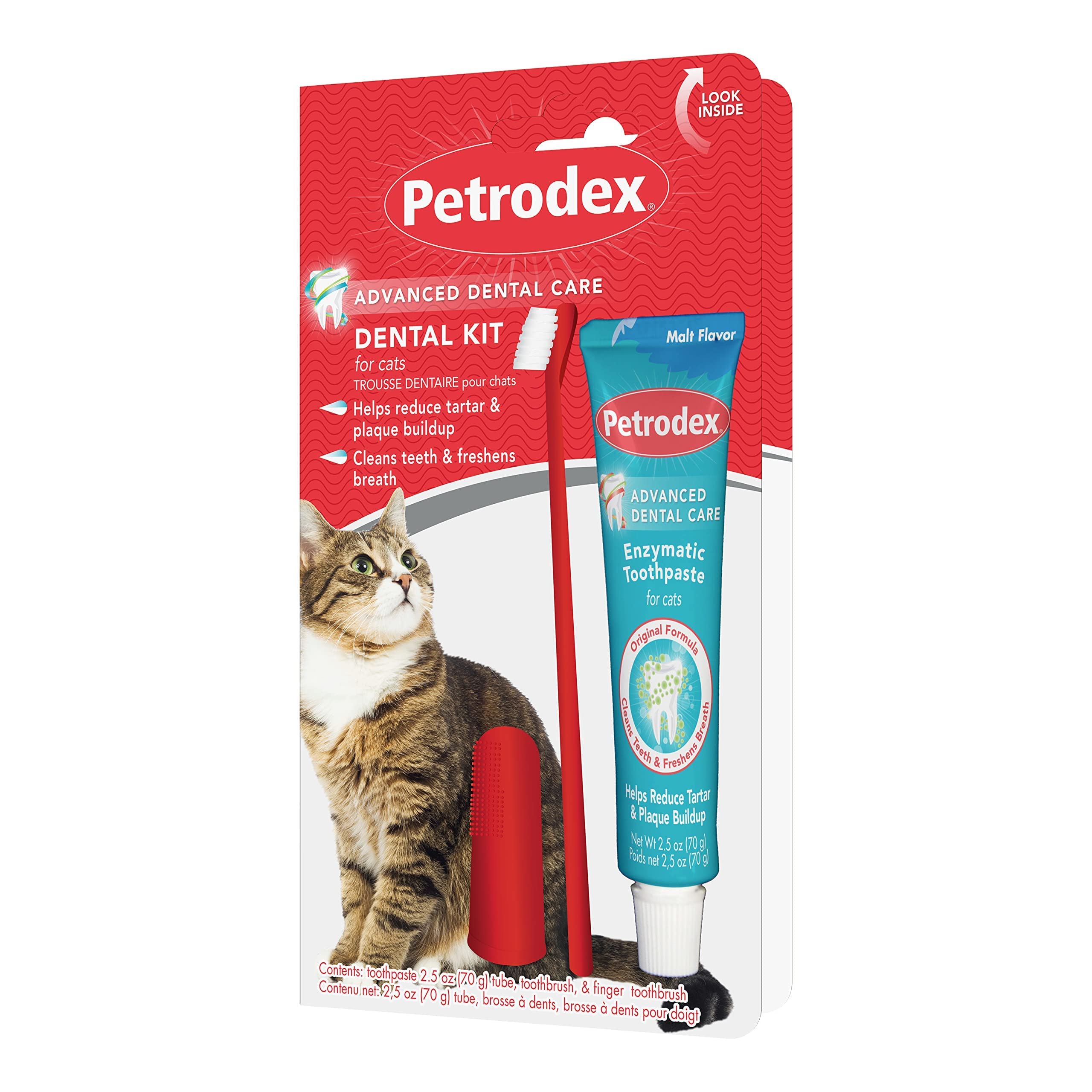 Petrodex Dental Care Kit for Cats, Cat Toothbrush and Toothpaste, Cleans Teeth and Fights Bad Breath, Reduces Plaque Tartar Form