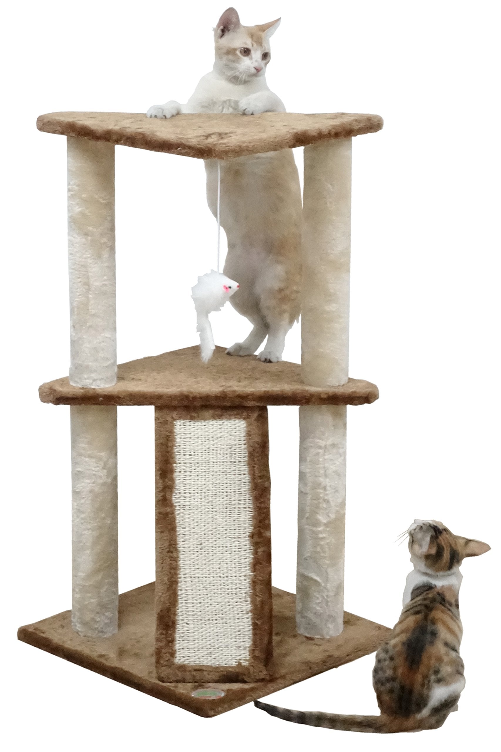 Go Pet Club Everyday Value 35in Corner Cat Tree Kitty Scratcher Tower Kitten Condo House Furniture with Scratching Board & Hangi