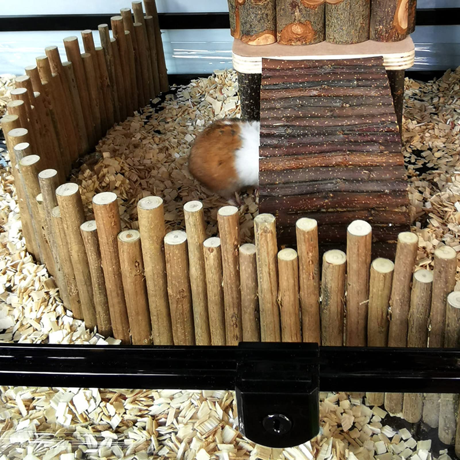 Pissente Hamster Wooden Fence, Hamster Climbing Ladder Flexible Wooden Arch Bendable Hamster House Wood Ladder Hideout Hamster L