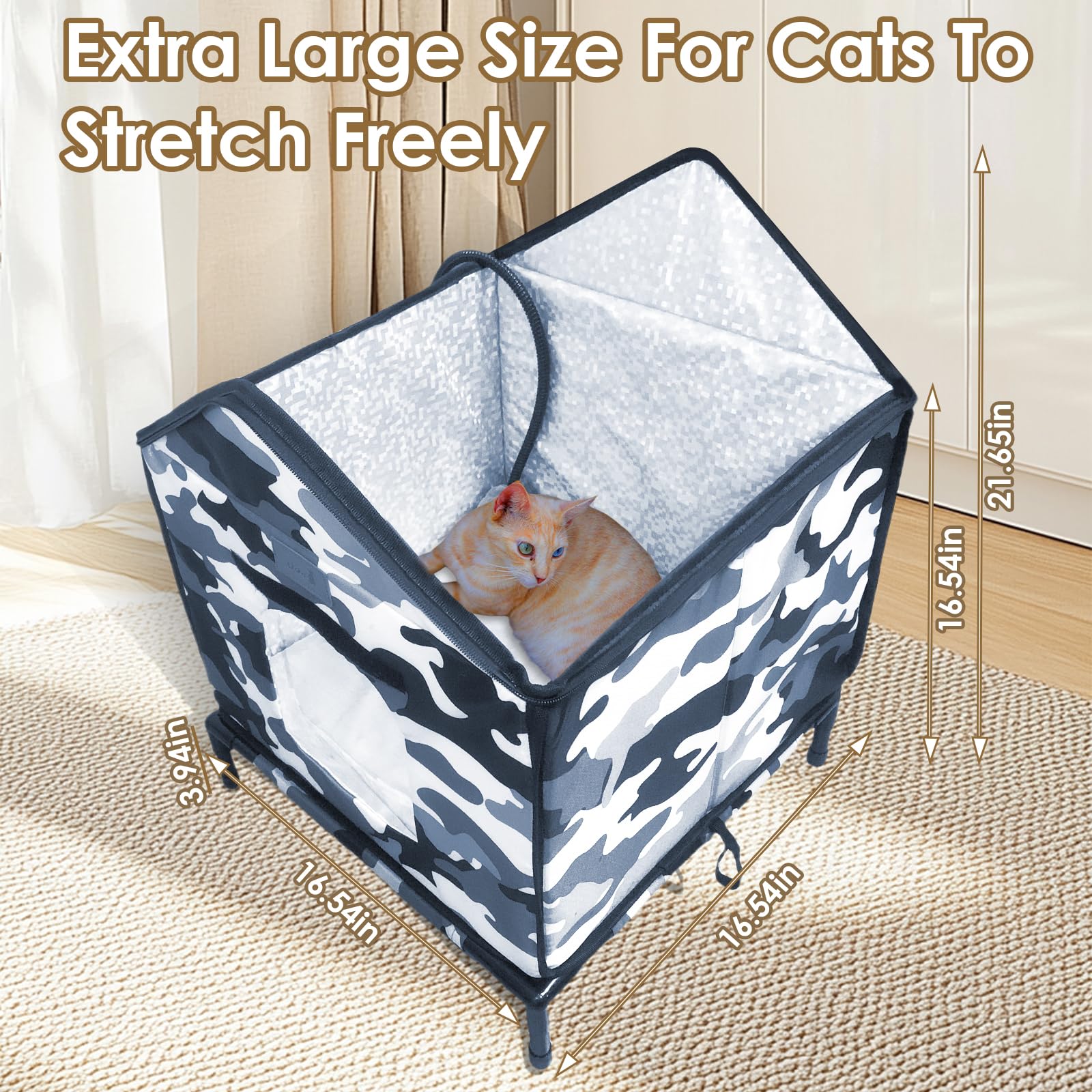 Lofkd Heated Cat House For Outdoor Use Weatherproof, Sturdy,Insulated, Easy Setup, Winter