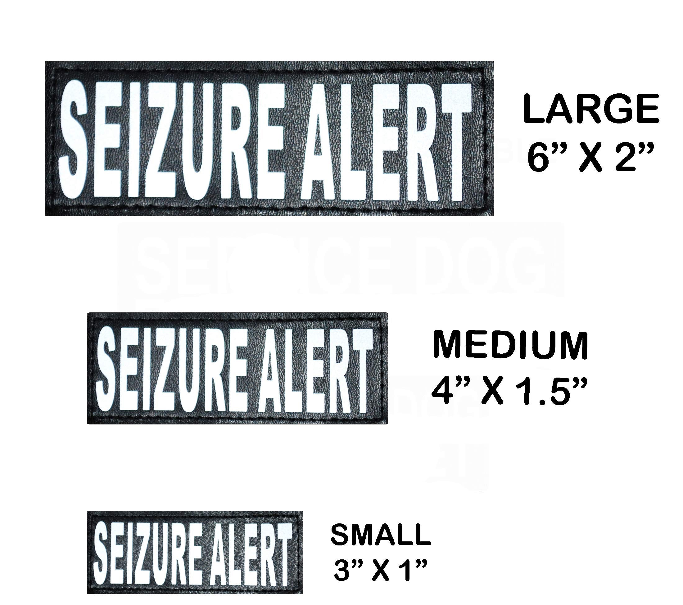 Doggie Stylz Reflective Seizure Alert Patches - Durable Hook Backing, Medium Size (4" X 1.5"), Black, Removable for Working Dog Harnesses