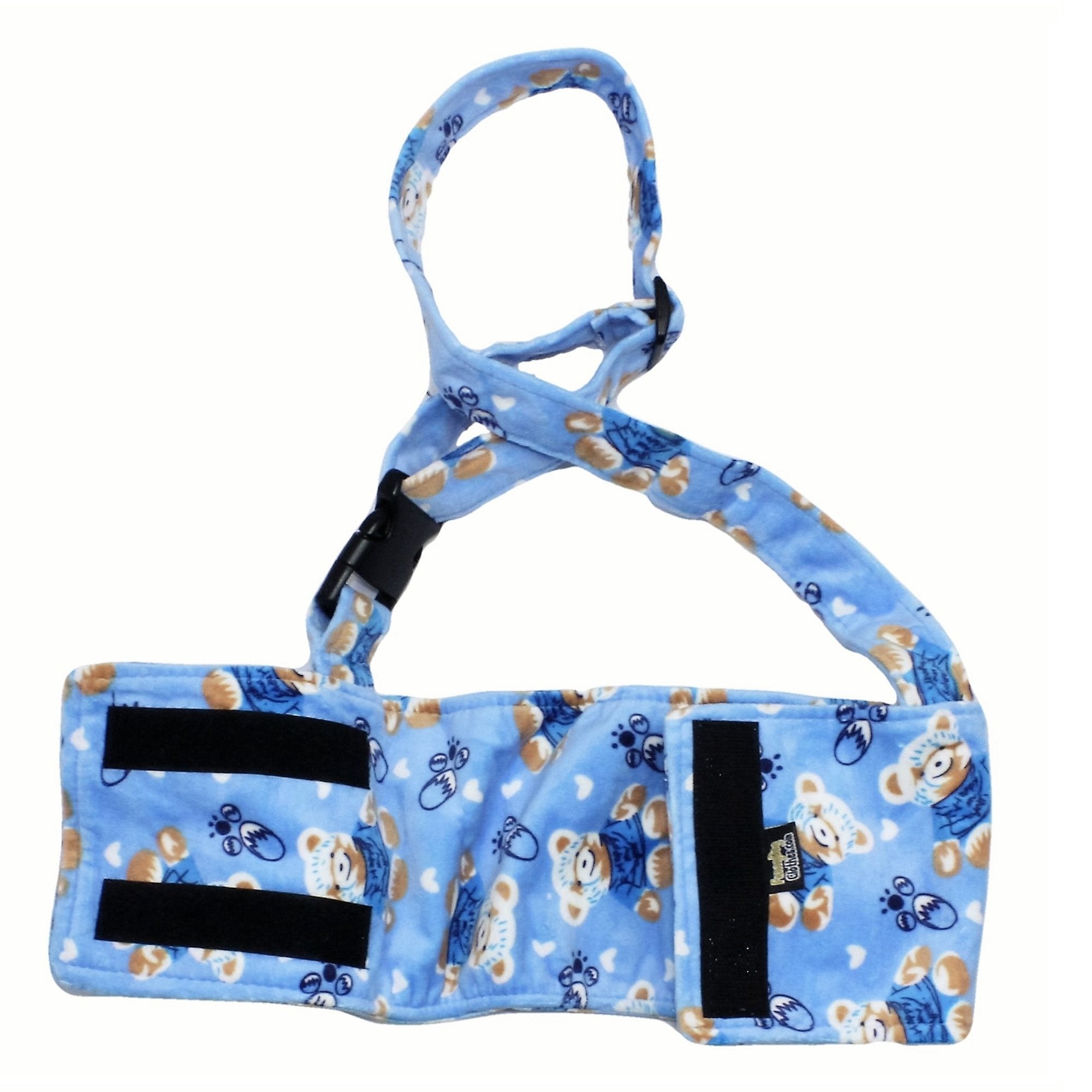 Dog Diaper For Male Boy Belly Band Reusable Washable With Suspenders Soft Fleece (Blue Bear, Xs: Waist 8' - 10')