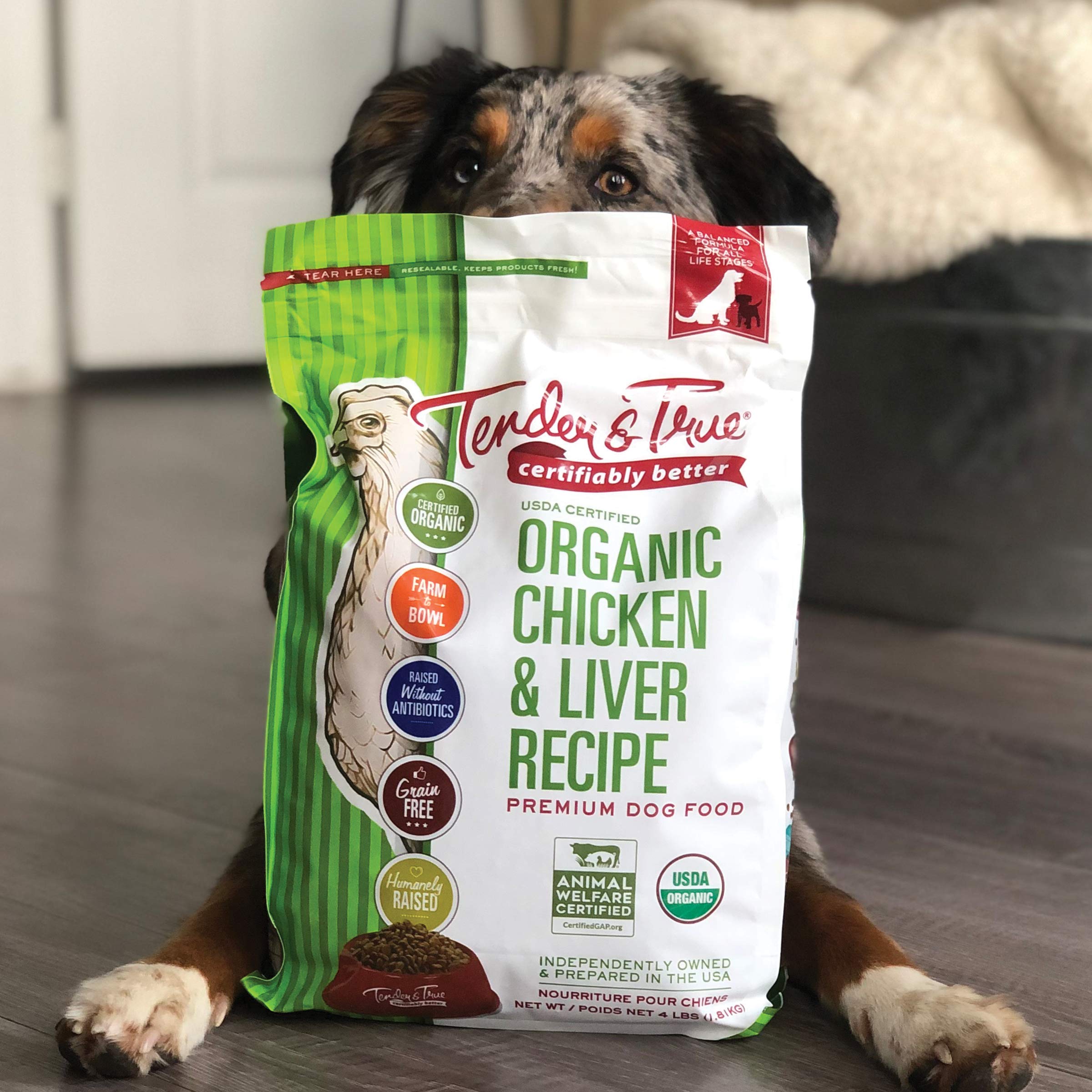Tender & True Organic Chicken & Liver Recipe Dog Food, 20 lb