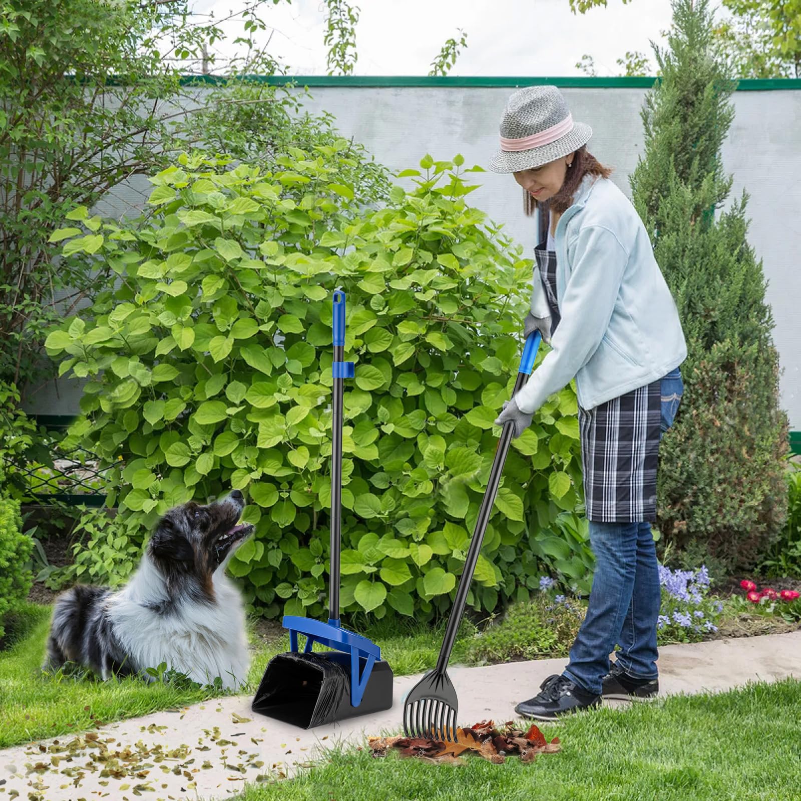 Timingila Pooper Scooper Swivel Bin & Rake For Large Medium Small Dogs Non-Breakable Dog Poop Scooper With 20 Waste Bags Easy To