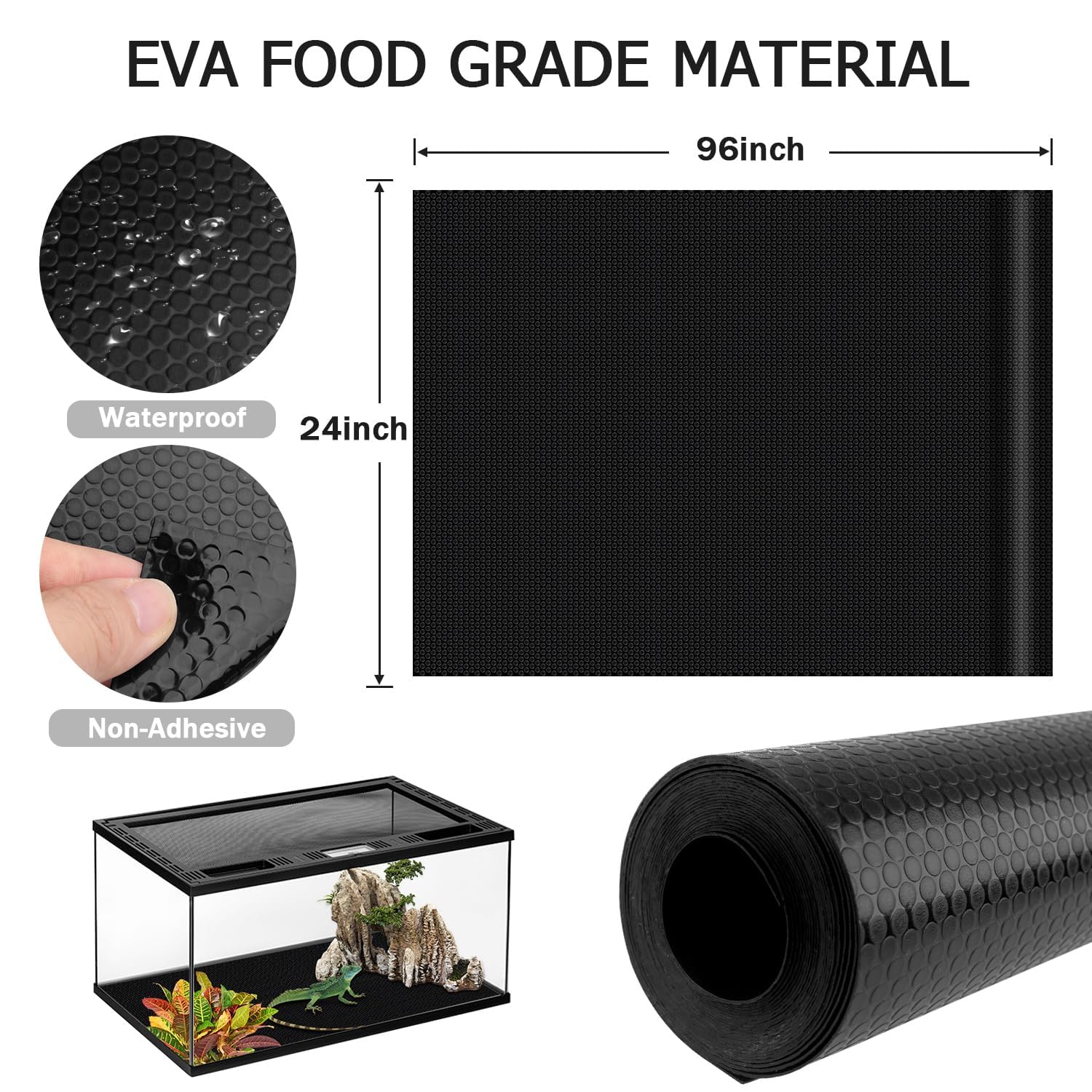 120 Gallon Reptile Terrarium Mat Liner, 96'' X 24'' Bearded Dragon Tank Accessories, Bearded Dragon Substrate Flooring For 4X2X2