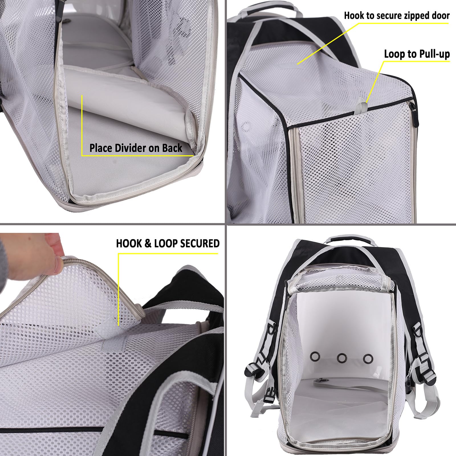 Back Extension Pet Backpack Carrier For Cat And Small Puppy Up To 13 Pounds, Clear Space Capsule Astronaut Transparent Bubble Wi