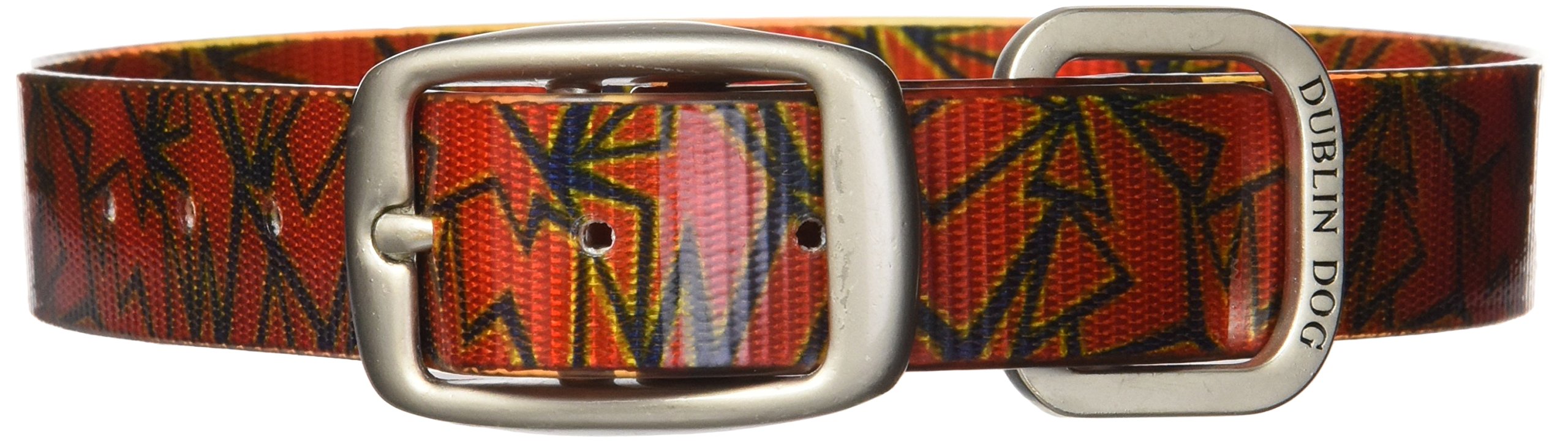 Dublin Dog Koa Collection Shattered 17 by 21.5-Inch Dog Collar, Large, Magma Orange