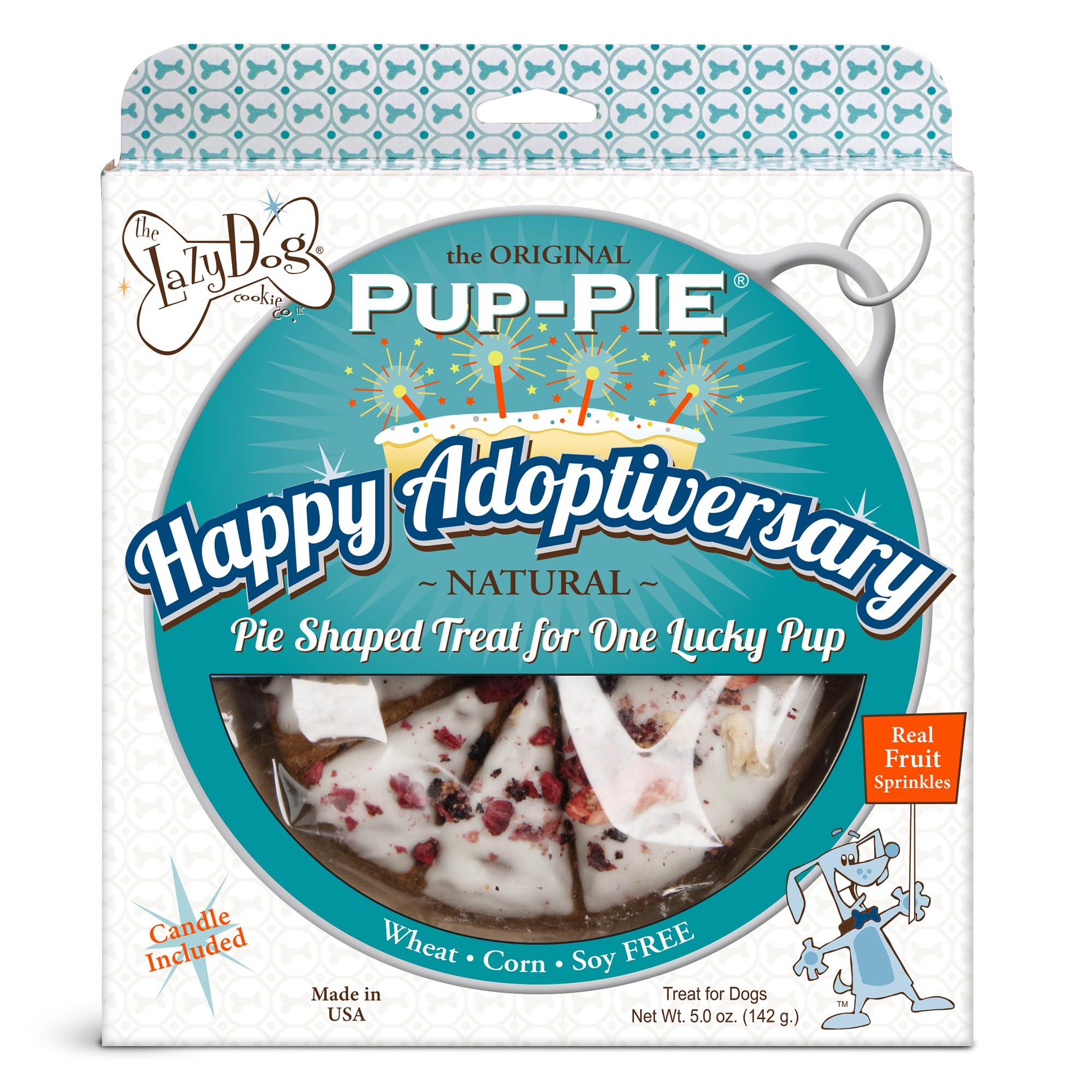 The Lazy Dog Cookie Co. Original Pup-Pie, Happy Adoption Day, Dog Celebration Treat, Gotcha Day, Pre-Sliced into 10 Dog Biscuits
