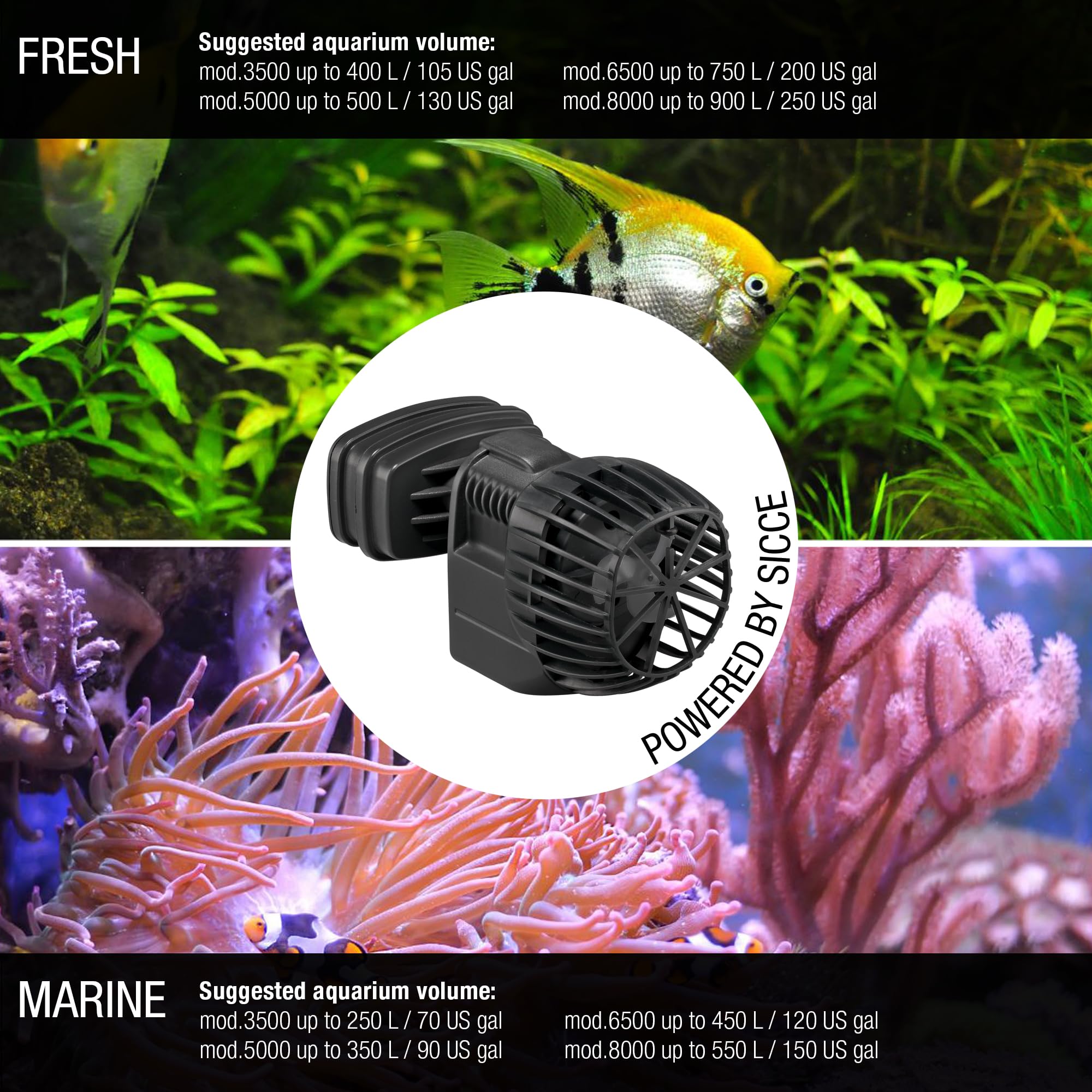 SICCE XSTREAM 3500 Wave Maker Flow Pump 925 GPH | 360 Adjustable Quiet Submersible Magnetic Powerhead for Saltwater & Freshwater