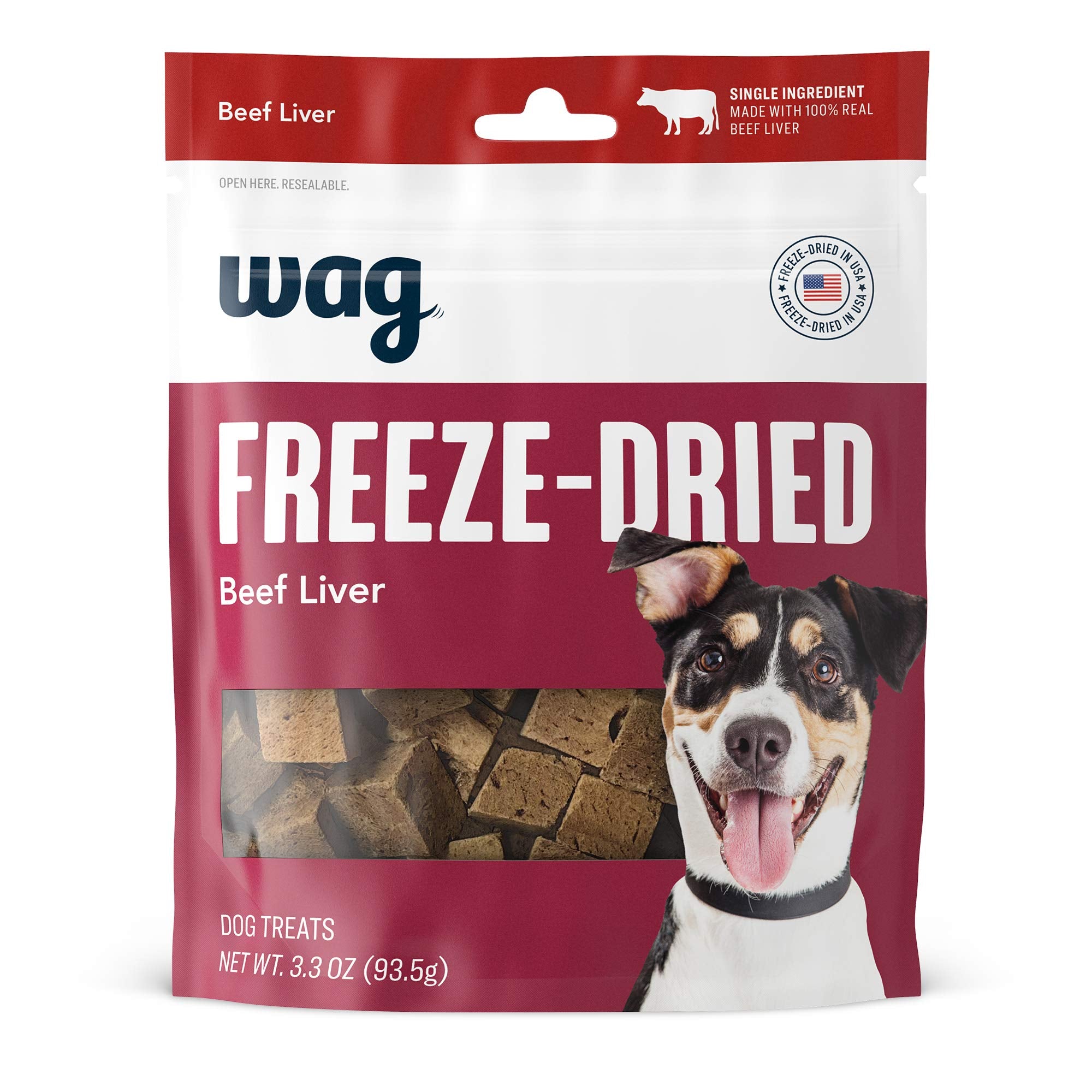 Amazon Brand - Wag Freeze-Dried Raw Single Ingredient Dog Treats, Beef Liver, High Protein, Health Training Treats or Meal Toppe