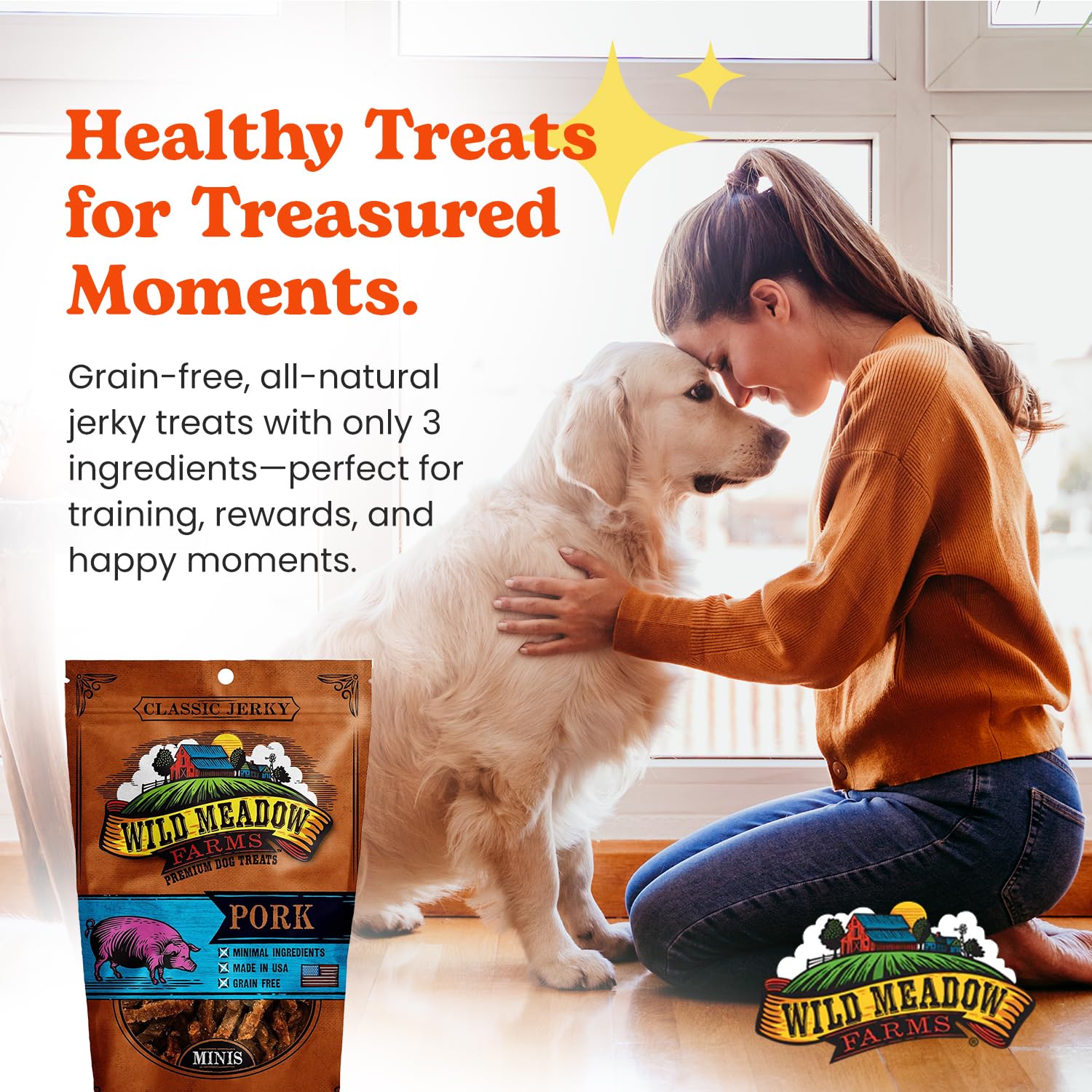 Wild Meadow Farms - Classic Beef Minis, Soft Jerky Training Treats for Dogs, Grain-Free, All-Natural & Perfectly Sized for Train