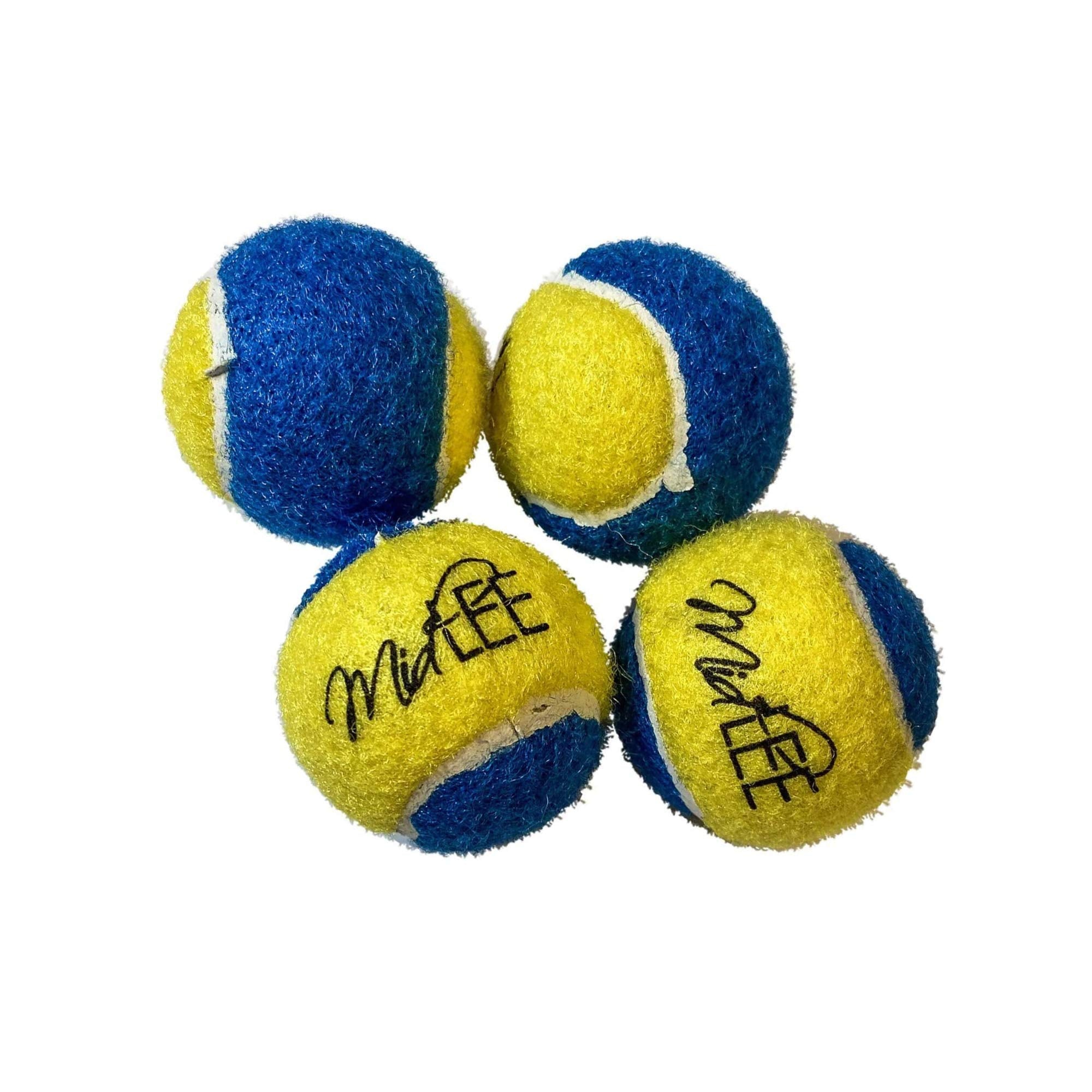 Midlee Mini Dog Tennis Balls - Blue/Yellow- Pack Of 4
