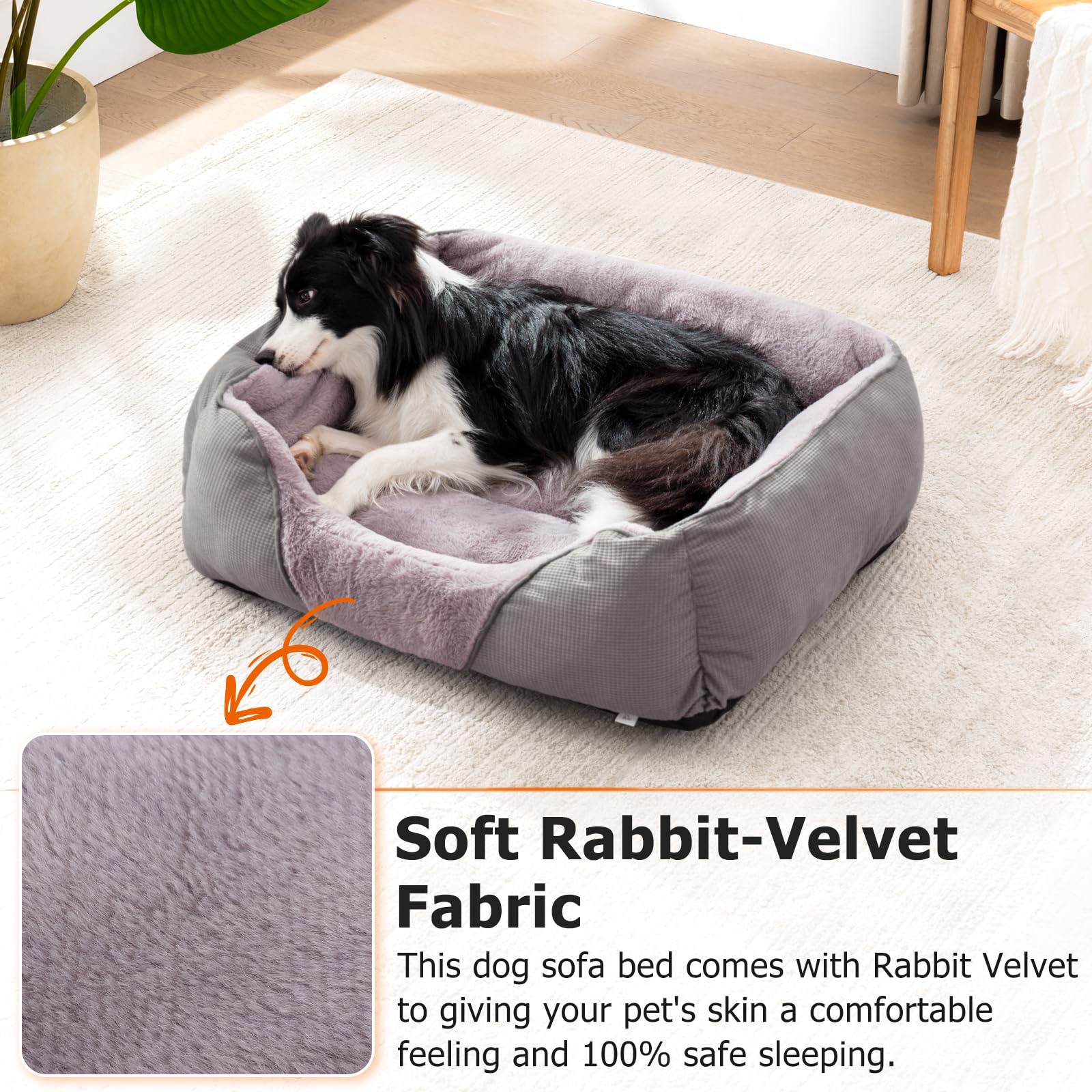 Mixjoy Dog Beds For Small Dogs, Cat Beds For Indoor Cats Washable, Calming Pet Small Size Dog, Soft Rectangle Pet Beds Sofa Cudd