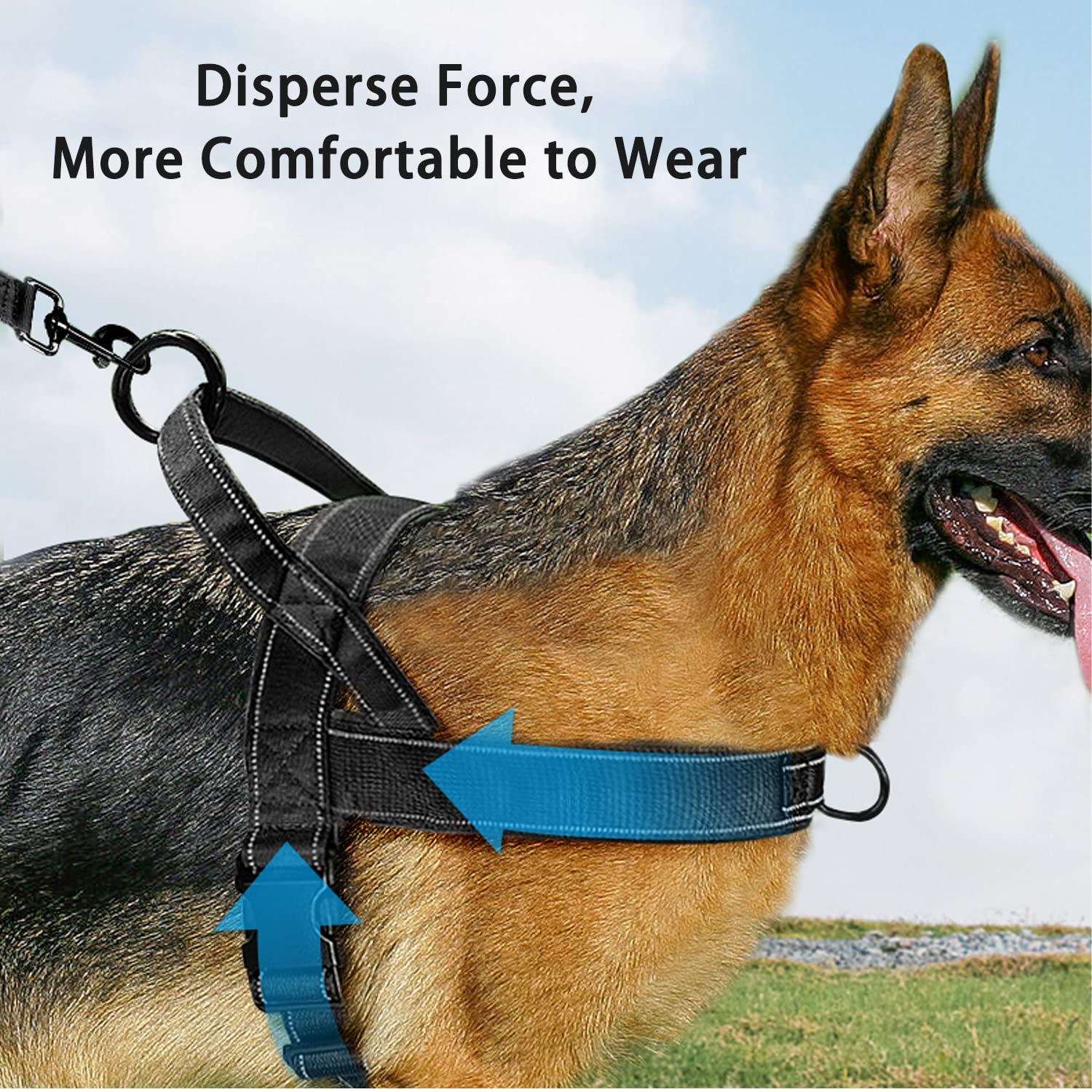 Qifbyfb Dog Harness, No Pull Reflective Adjustable Harness For Medium Large Dogs, Escape Proof, Lightweight, Breathable, Oxford