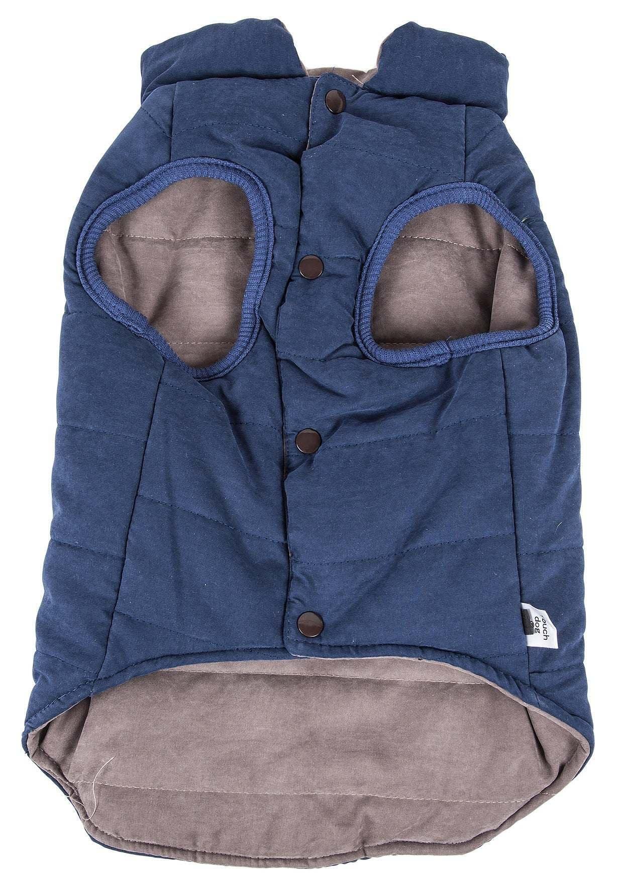 TOUCHDOG 'Waggin Swag' Fashion Designer Reversible 3M Insulated Pet Dog Coat Jacket, Medium, Blue / Grey