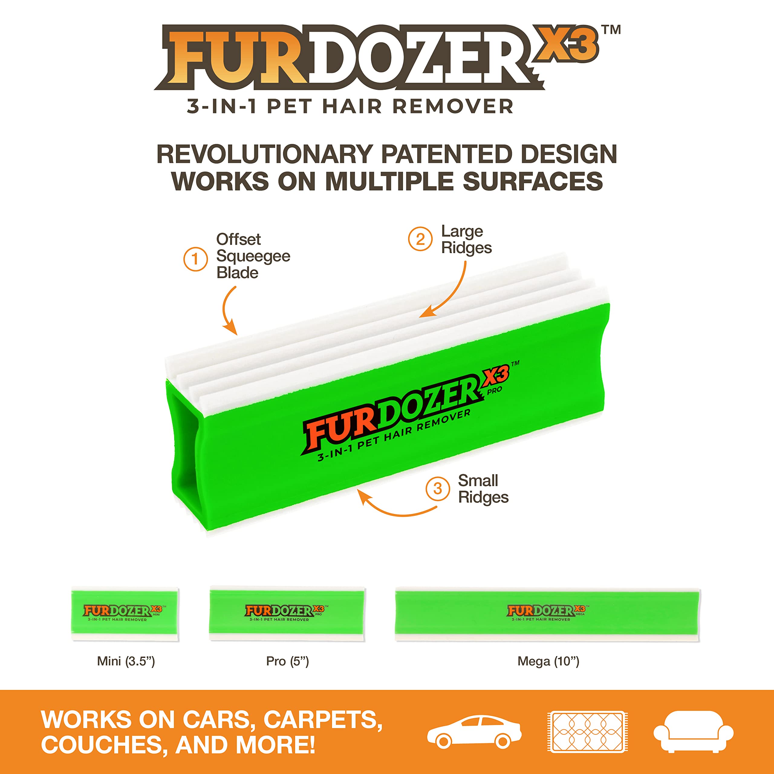 Furdozer X6 & X3 Pet Hair Remover & Auto Detailing Tool Bundle - Cat & Dog Hair Remover For Carpets, Car Interiors, Couches, Bed