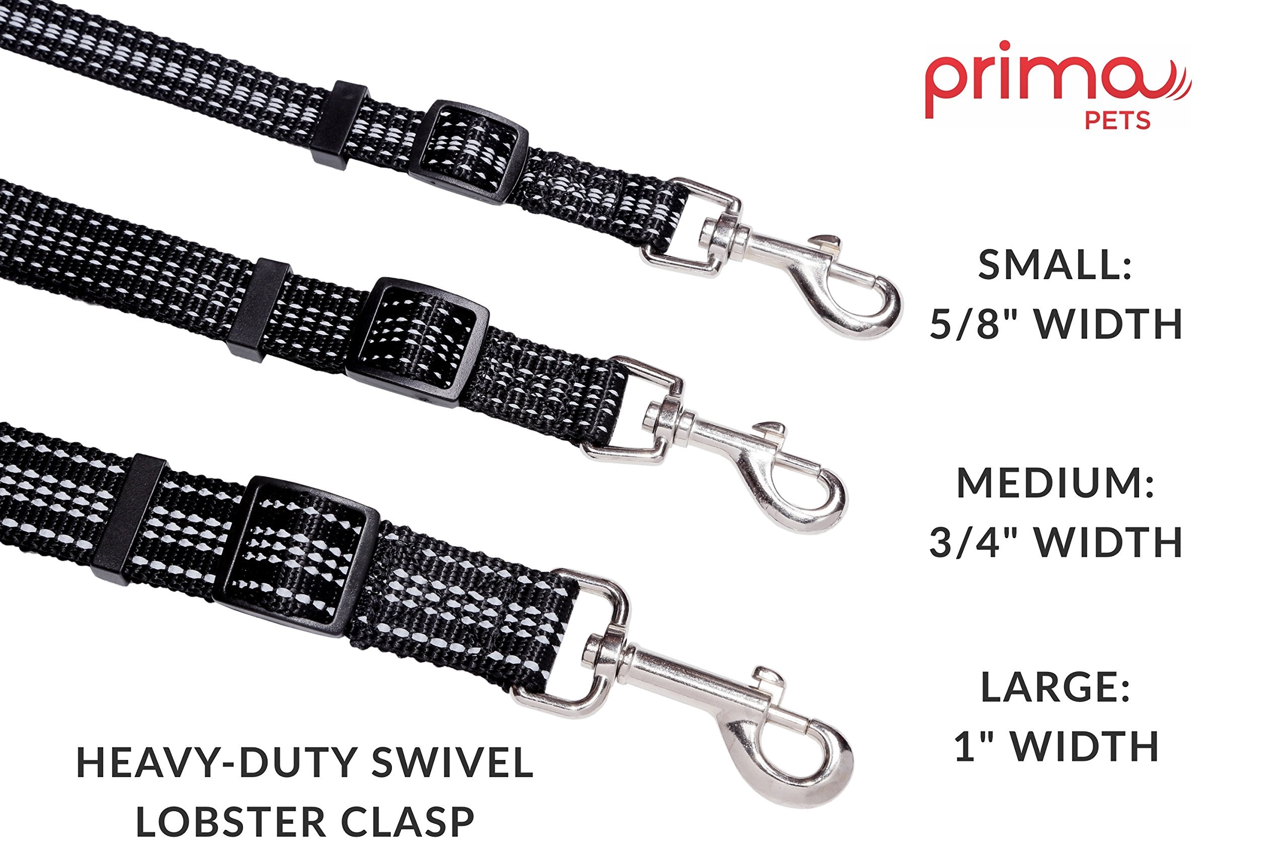 Prima Pets No Tangle Reflective Dog Leash Coupler - Double Dog Walker And Trainer Leash - Two Dogs Adjustable Splitter Lead - Each Side Adjusts 11' To 20' In Length (Small - 5/8' Width, Black)