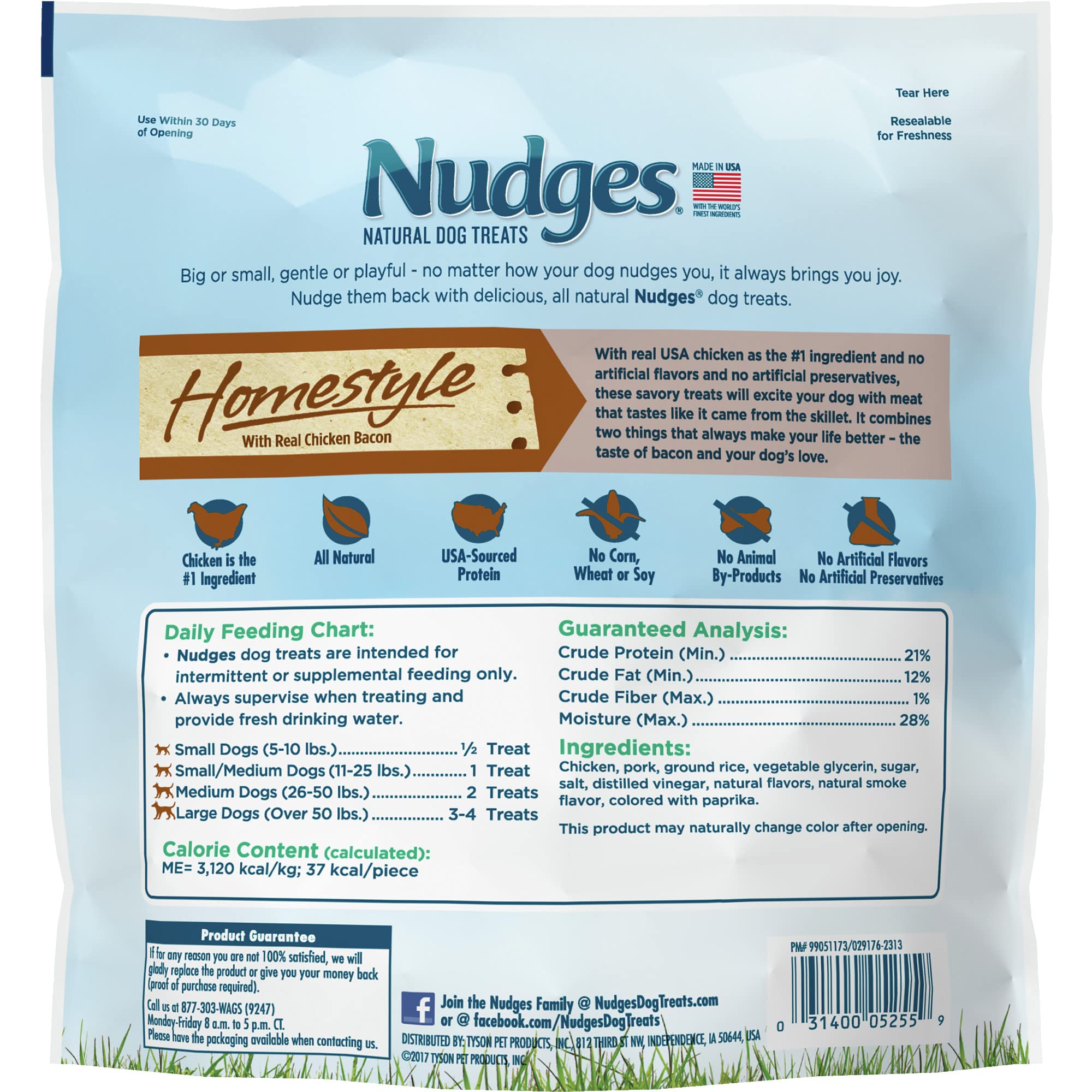 Blue Buffalo Nudges Homestyle Natural Dog Treats, Chicken and Bacon, 16oz Bag