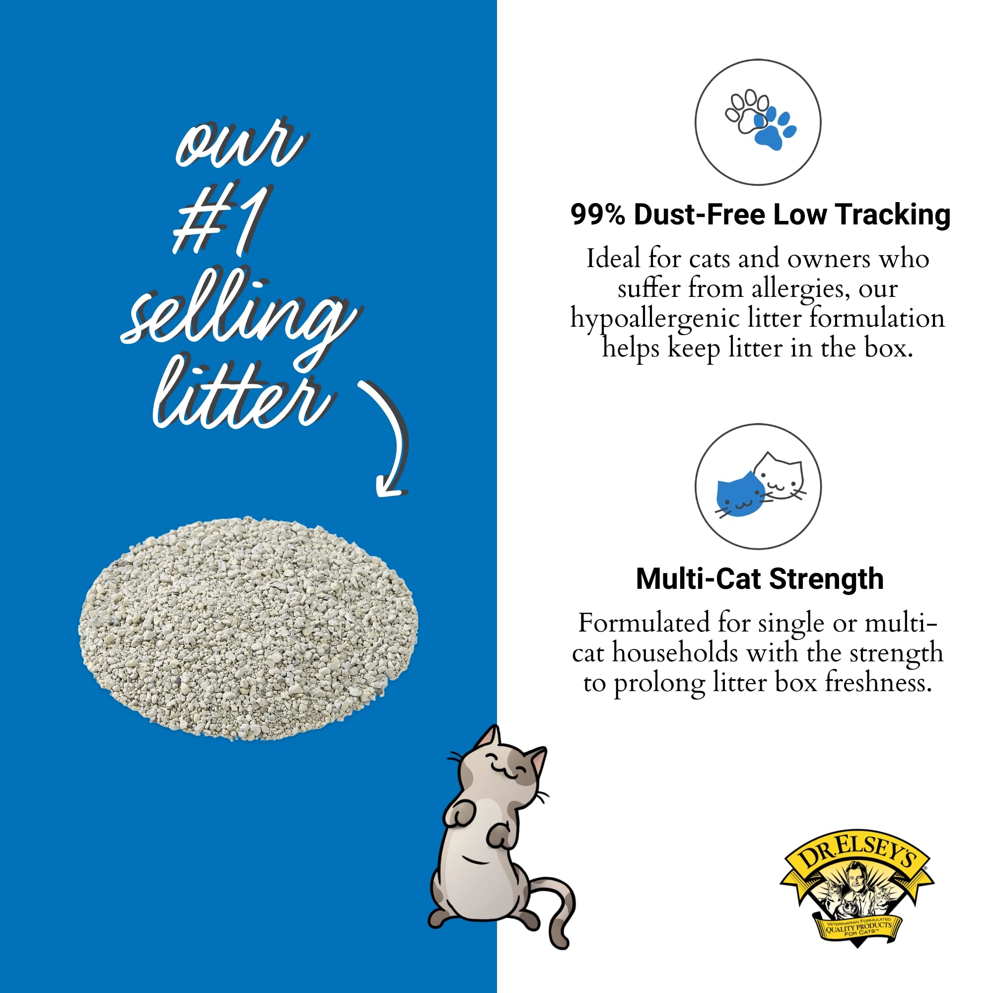 Dr. Elsey’S Premium Clumping Cat Litter - Ultra - 99.9% Dust-Free, Low Tracking, Hard Clumping, Superior Odor Control, Unscented & Natural Ingredients