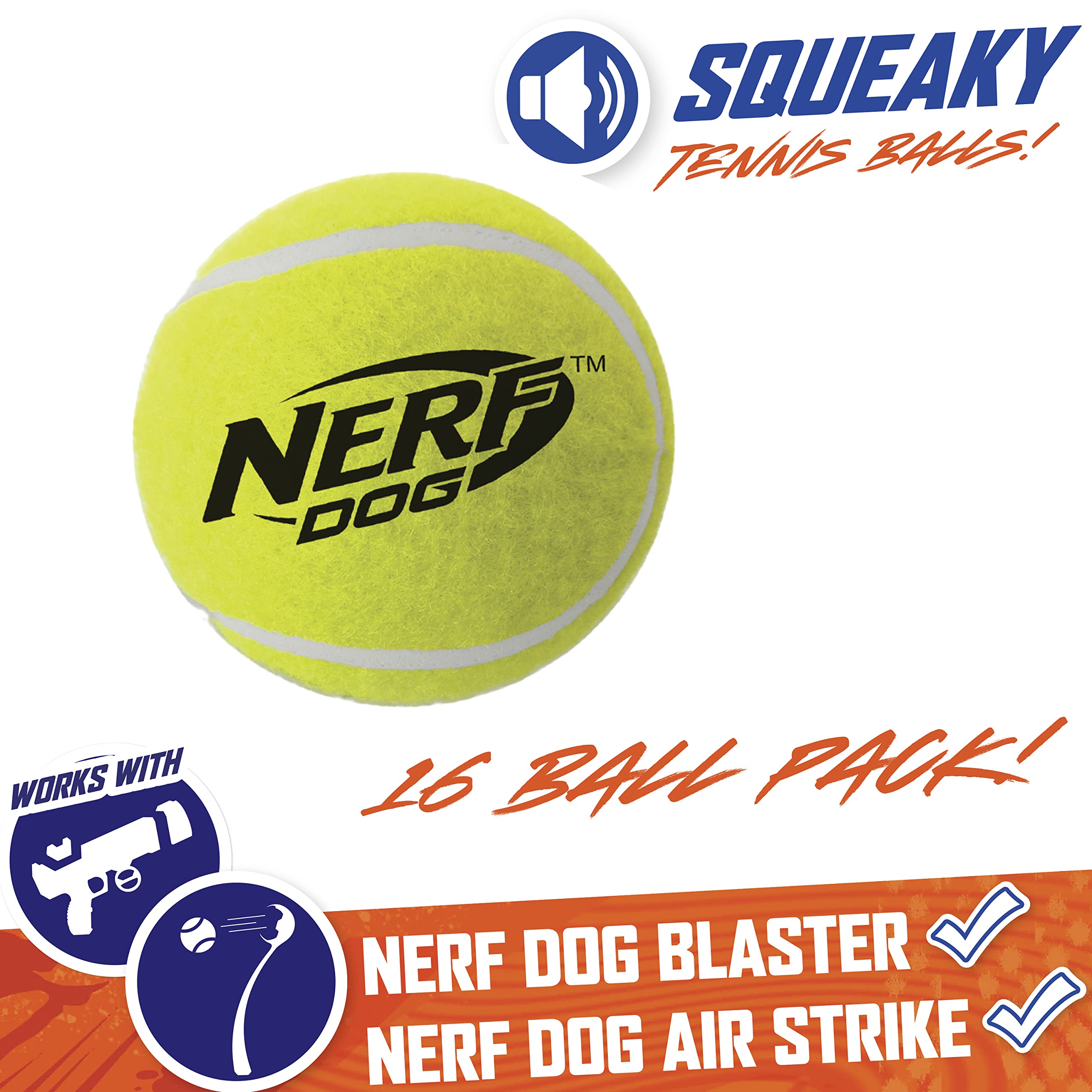 Nerf Dog 16-Piece Dog Toy Gift Set, Includes 16 2.5In Squeak Tennis Balls And A 10.25In Bucket, Nerf Tough Material, Green