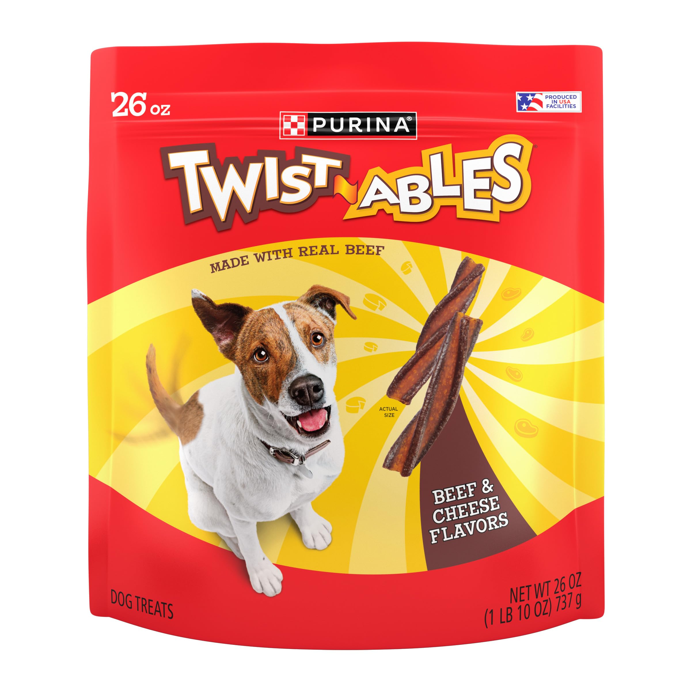 Purina Twistables Beef and Cheese Flavor Treats for Dogs - (Pack of 4) 26 oz. Pouches