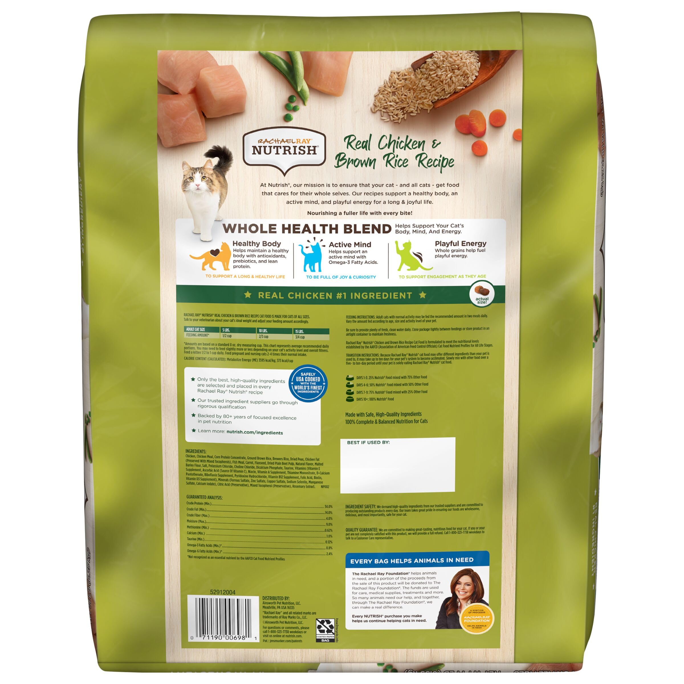 Rachael Ray Nutrish Premium Natural Dry Cat Food, Real Chicken & Brown Rice Recipe, 14 Pounds (Packaging May Vary)