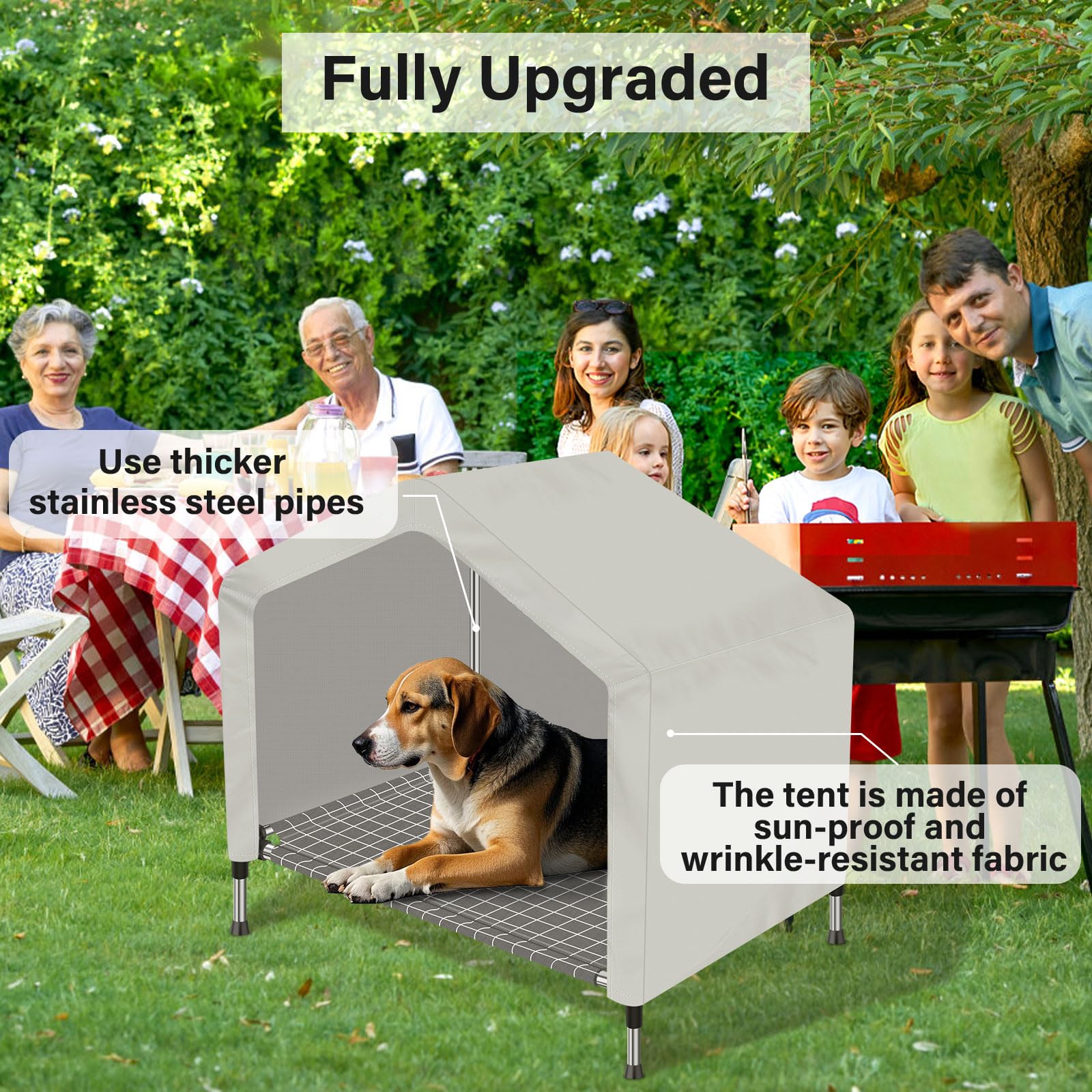 Elevated Dog House For Outdoor Or Indoor - Waterproof Dog Tent Cat House, Dog Sunshade Tent, Pet House With Removable Cover, Sui