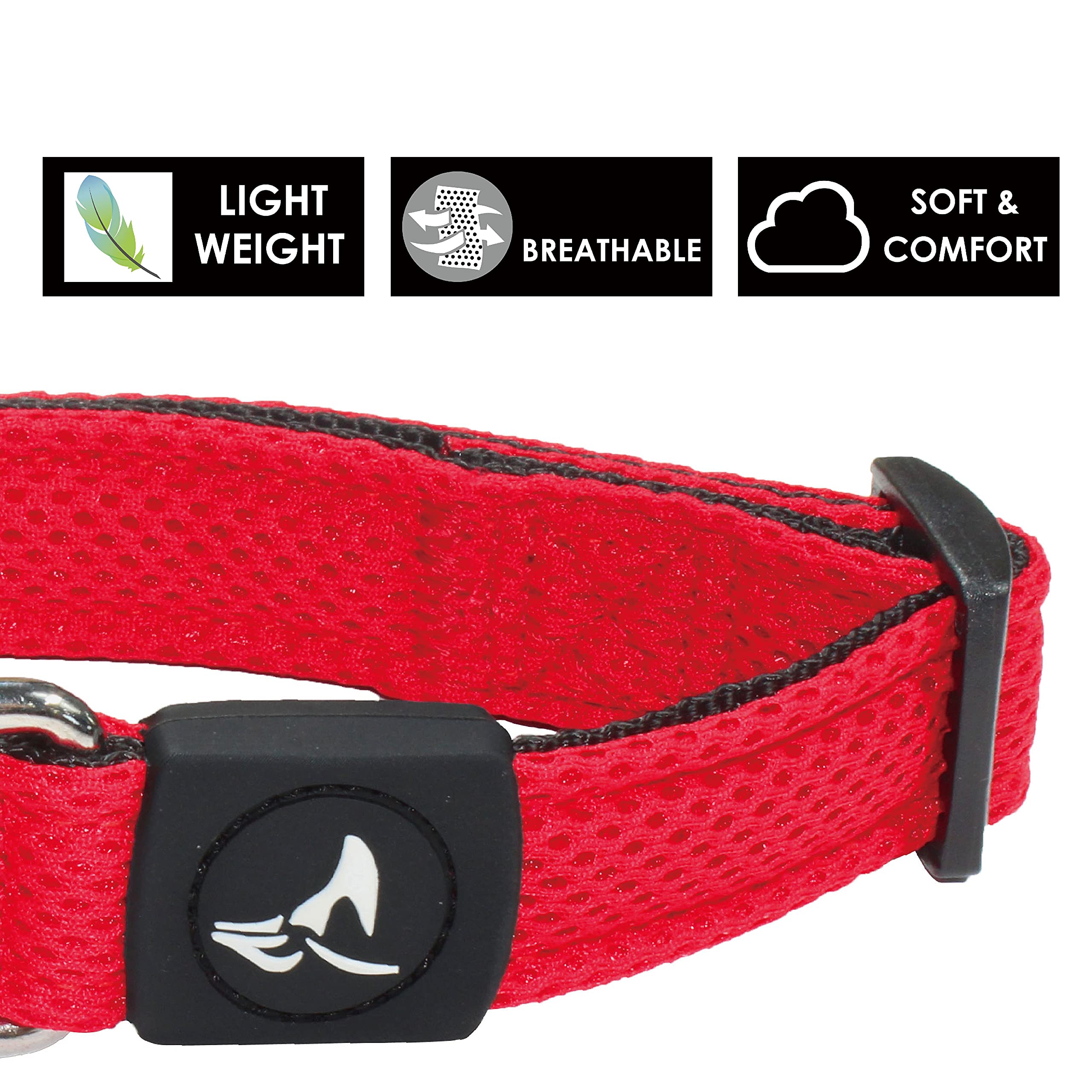 Heavy Duty Kruz Pink Dog Collar For Small, Medium, Large Dogs Adjustable Neck Collar, Safety Lock Buckle, Soft, Lightweight, Breathable, Comfort Fit - [Medium]